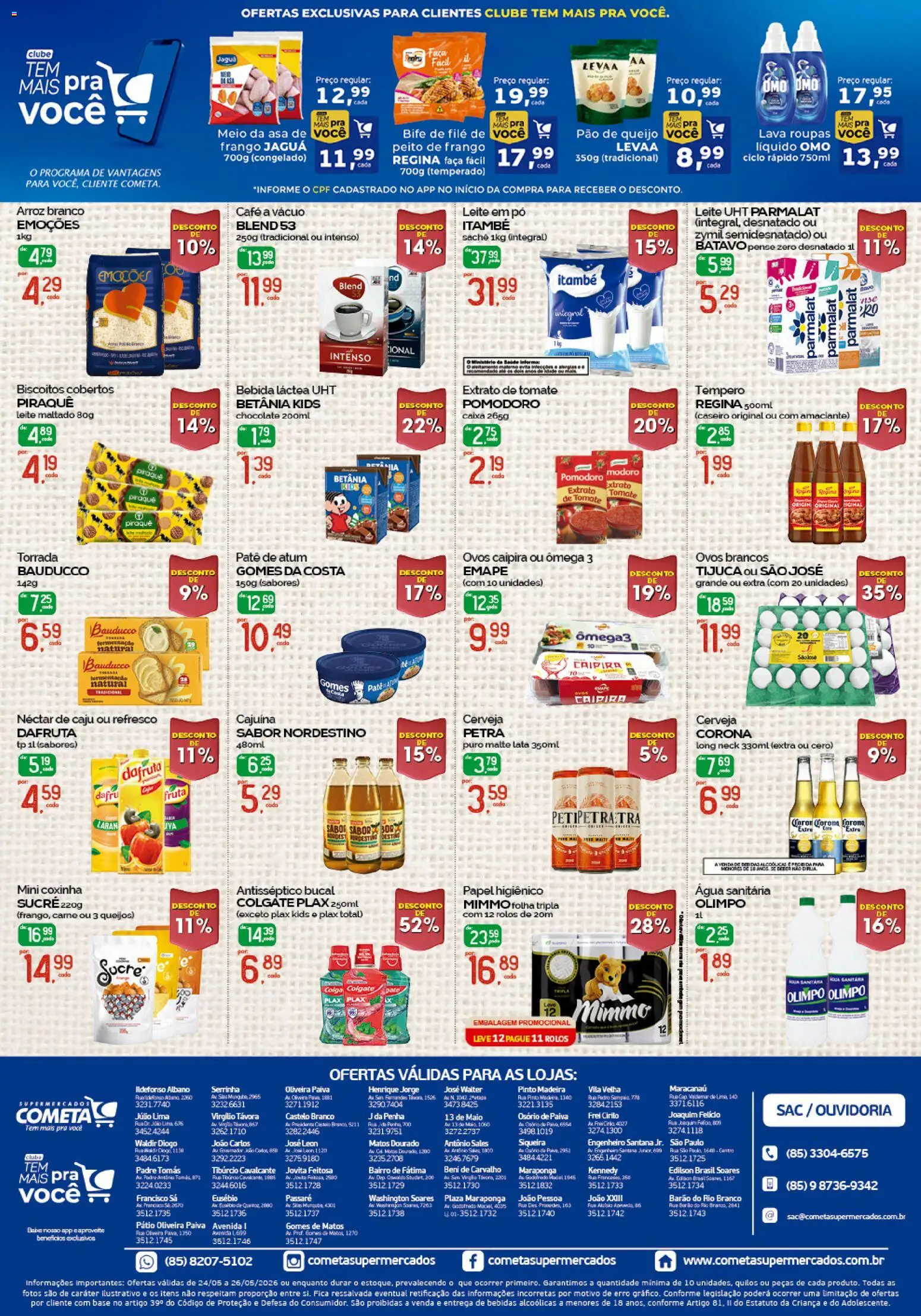 Cometa Supermercados Folheto - válido de 24.05.2026 | Página: 2 | Produtos: Caixa, Leite, Ovos, Frango