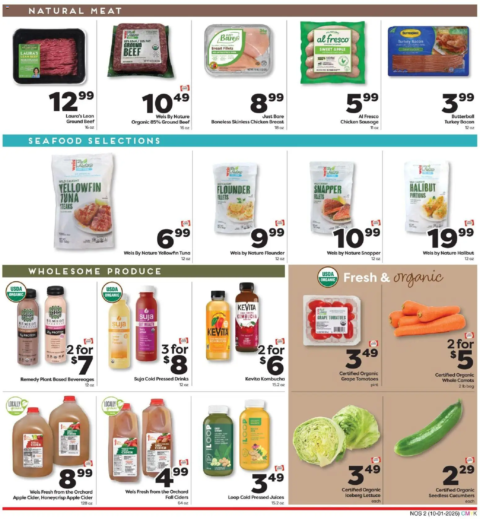 Weis Natural Living - valid from 10/01/2026 | Page: 2 | Products: Lettuce, Protein, Sausage, Tuna