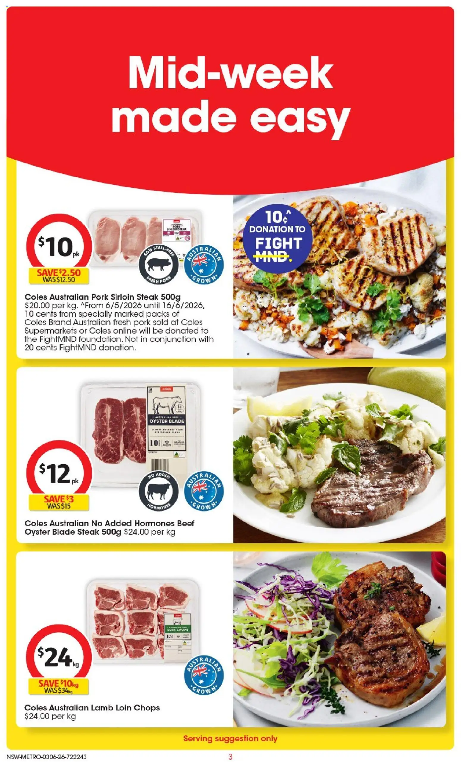 Coles catalogue - valid from 03.06.2026 | Page: 3 | Products: Pork, Lamb, Beef, Steak