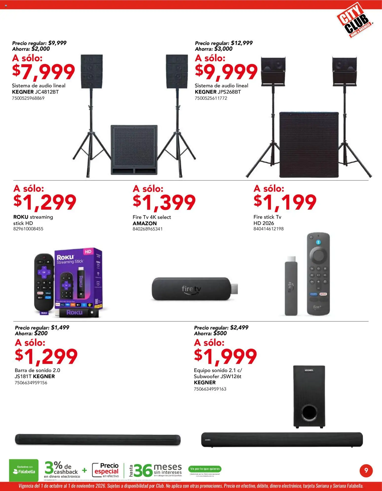 Nuevas ofertas de City Club válidas en toda la República Mexicana desde el 01/10/2026. ¡Encuentra las mejores ofertas en City Club catálogo! | Página: 9 | Productos: Barra de sonido, Audio, Barra