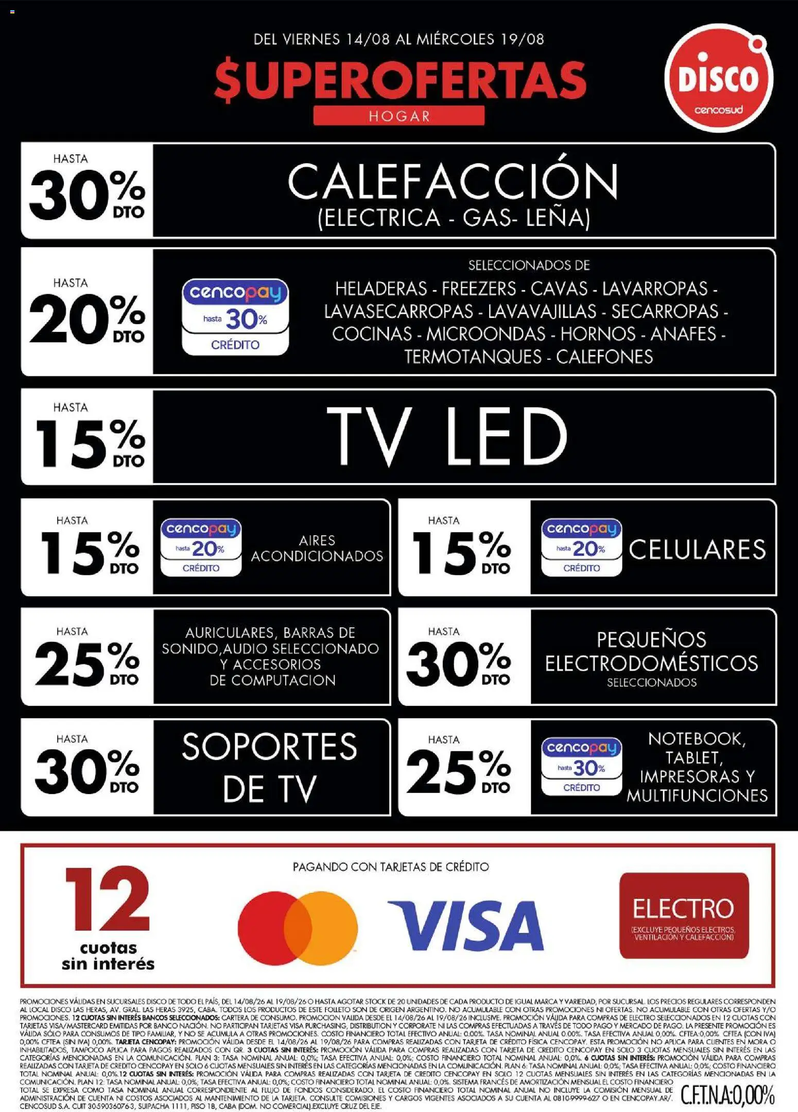 Disco - Ofertas | Electro, T. Libre y más │ válido desde el 13/08/2026 | Página: 1 | Productos: Disco, Lavavajillas, Secarropas, Microondas