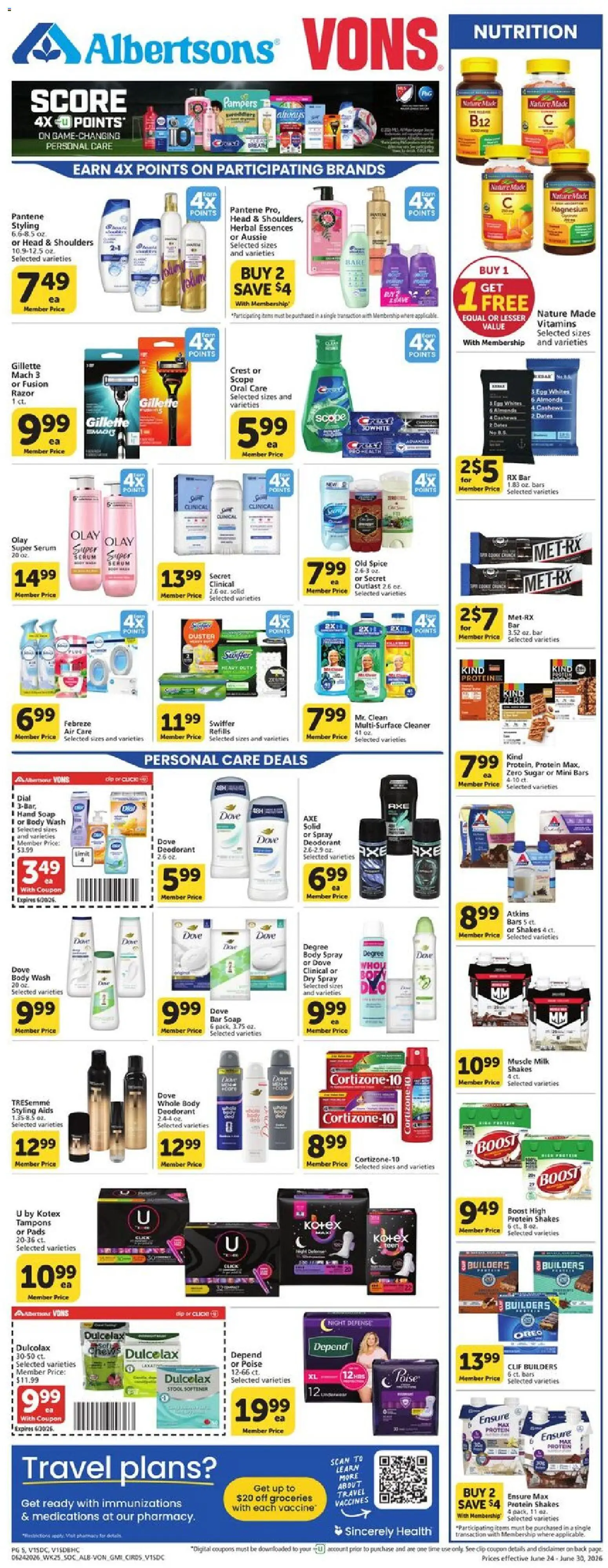 Vons Weekly Ad - valid from 06/24/2026 | Page: 6 | Products: Clip, Deodorant, Pads, Tampons