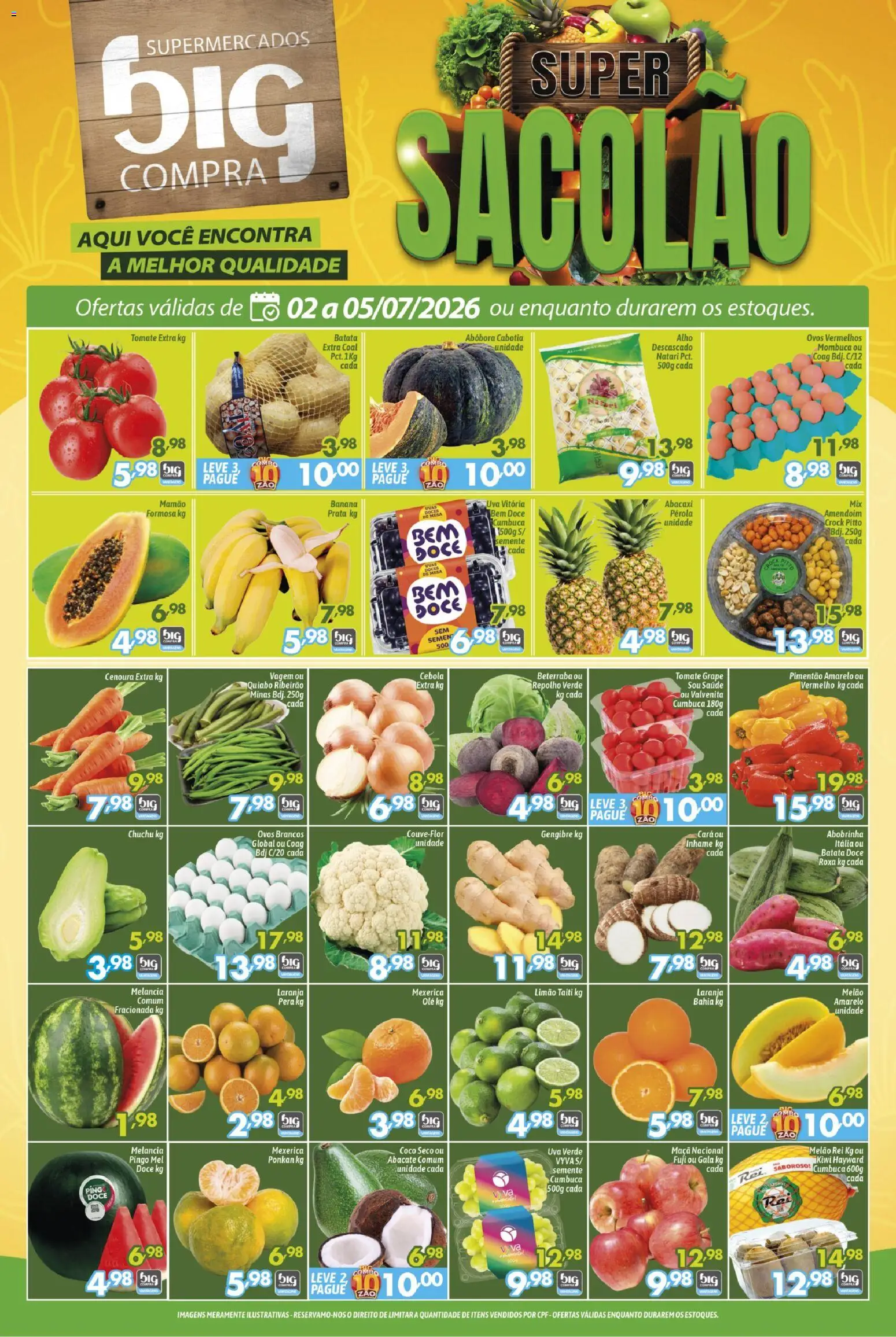 Big Compra Folheto - válido de 02/07/2026 | Página: 1 | Produtos: Amendoim, Gengibre, Inhame, Uvas