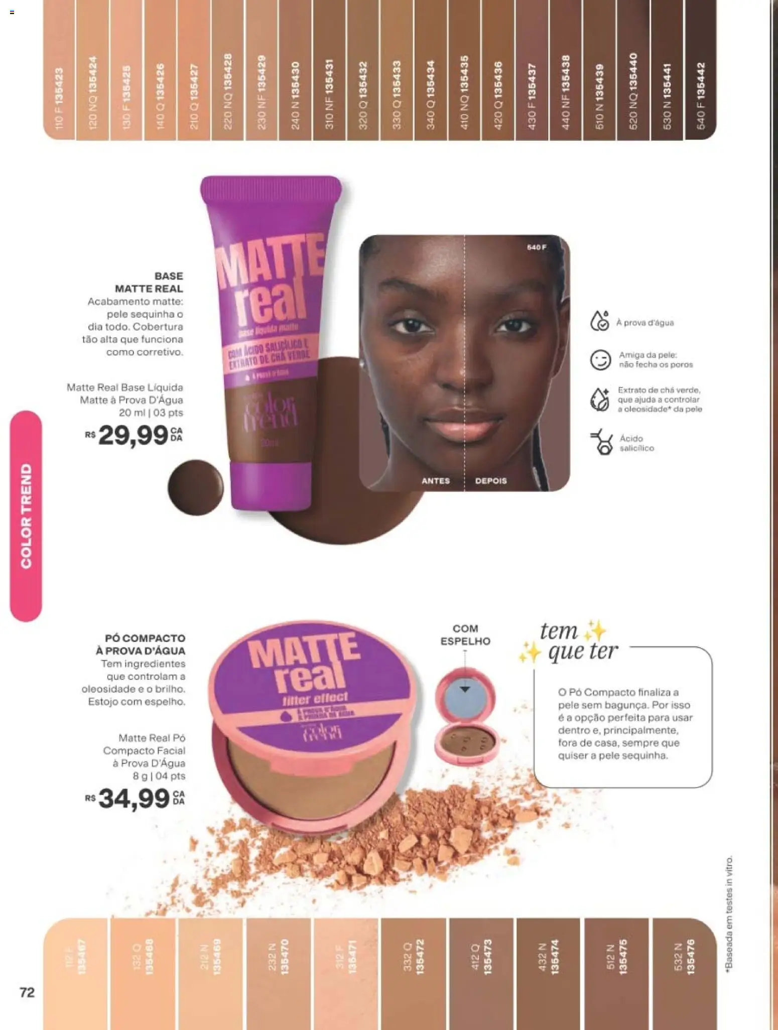 Avon Folheto - válido de 01/09/2026 | Página: 72 | Produtos: Pó compacto, Pó, Base, Chá