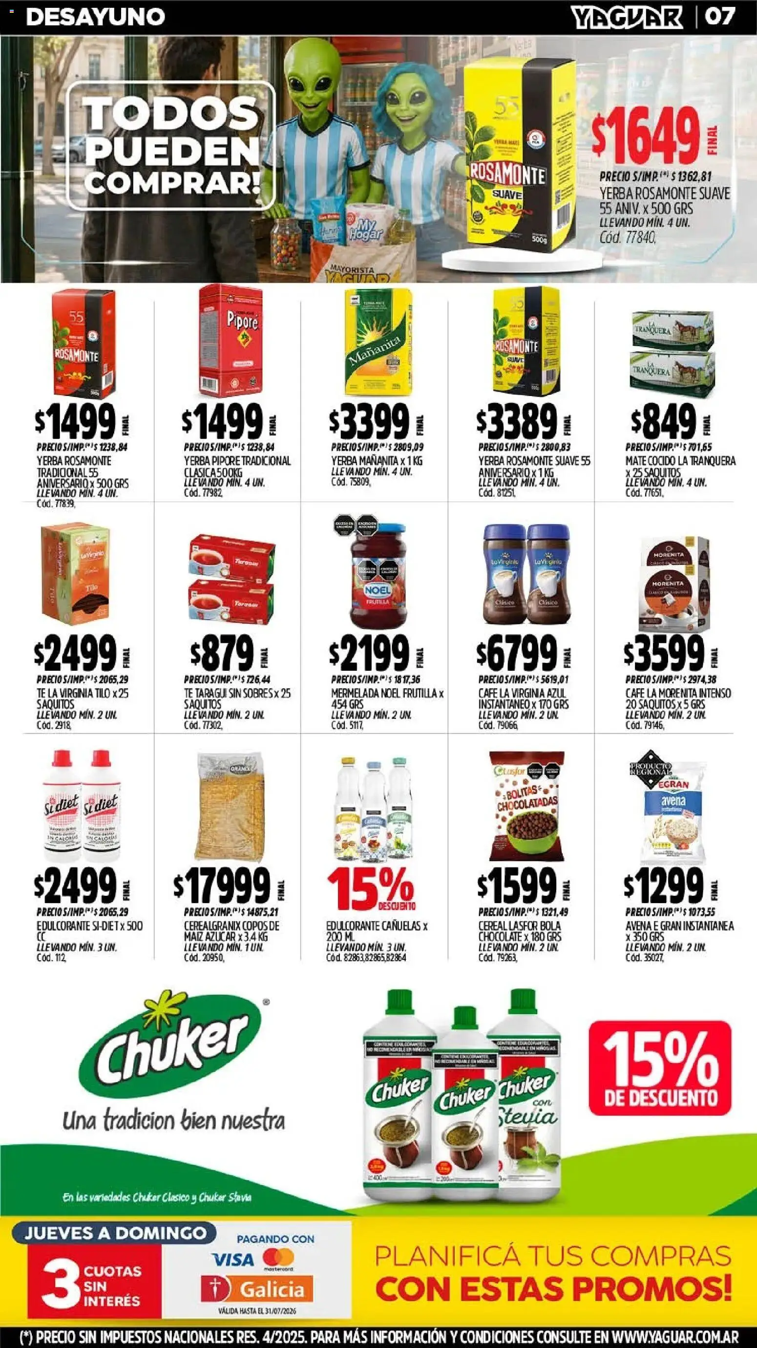 Yaguar - Oferta Semanal General Roca │ válido desde el 06/07/2026 | Página: 10 | Productos: Copos, Mate, Edulcorante, Mermelada