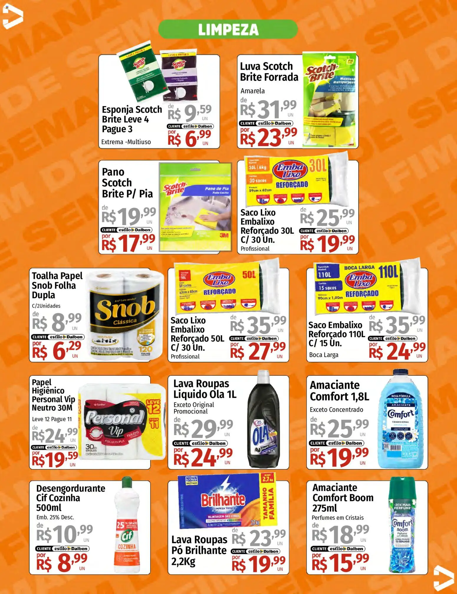 Supermercado Dalben Folheto - válido de 08.05.2026 | Página: 13 | Produtos: Esponja, Desengordurante, Roupas, Pia
