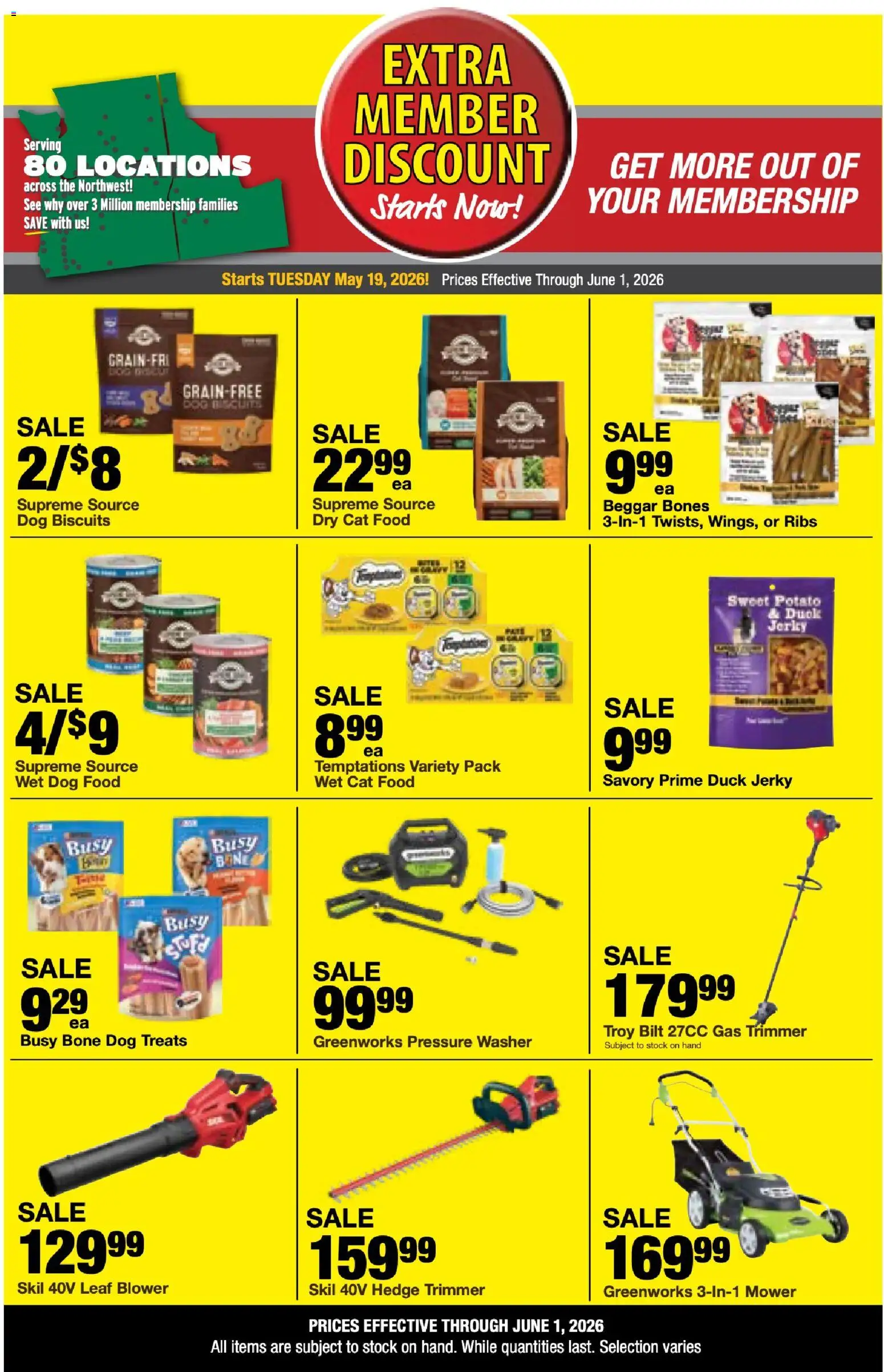 Bi-Mart Extra Member Discount - valid from 19.05.2026 | Page: 7 | Products: Trimmer, Mower, Dog Food, Leaf Blower