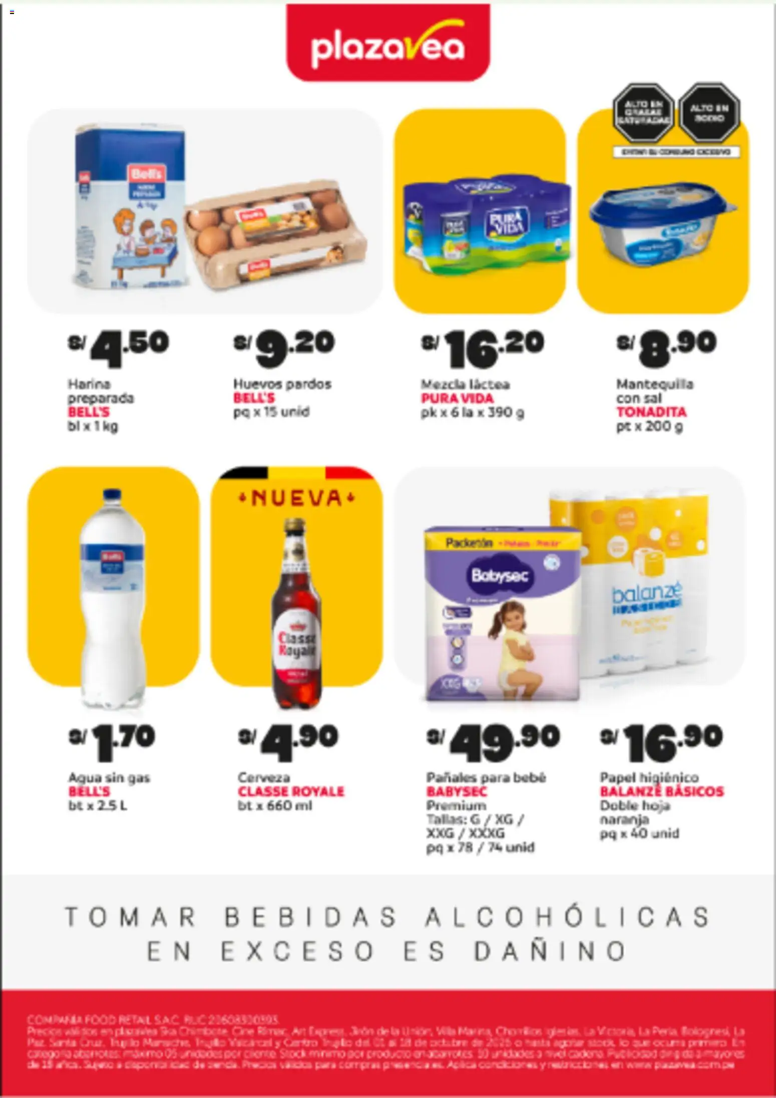 Catálogo Plaza Vea válido desde 01/10/2026 | Página: 2 | Productos: Papel higiénico, Pañales, Sal, Mantequilla