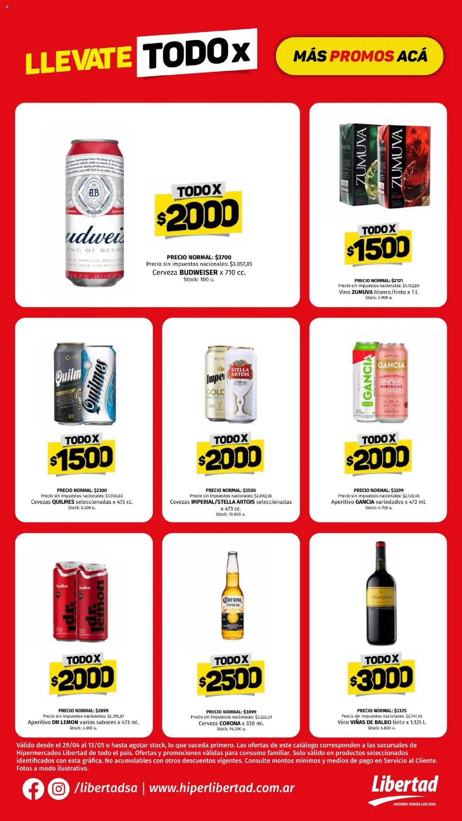 Hipermercado Libertad - TODO X sem 19 │ válido desde el 29.04.2026 | Página: 9 | Productos: Vodka, Vino, Cerveza
