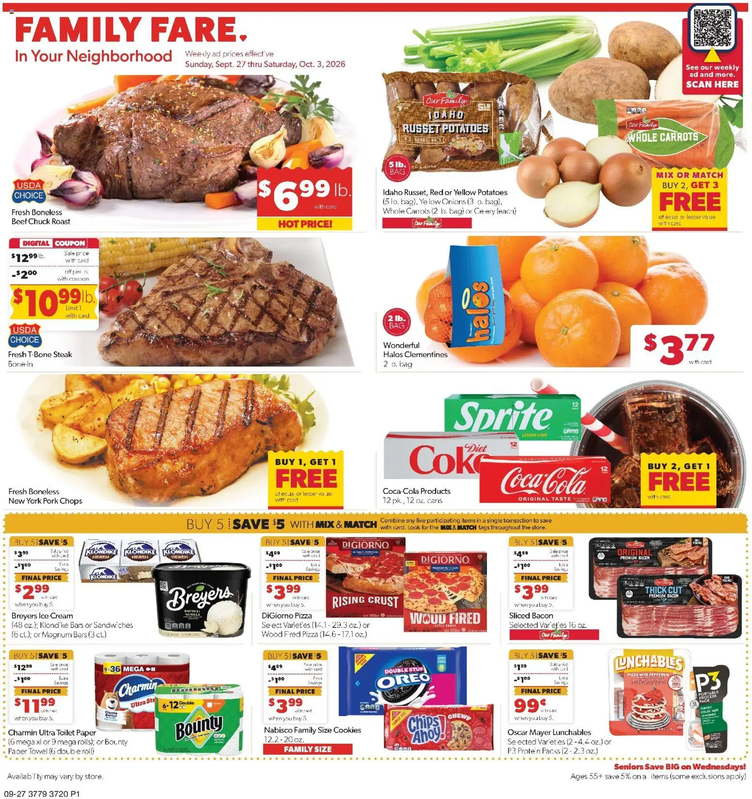 Family Fare Weekly Ad - NE - valid from 09/27/2026 | Page: 1 | Products: Oreo, Ice cream, Bag, Vanilla