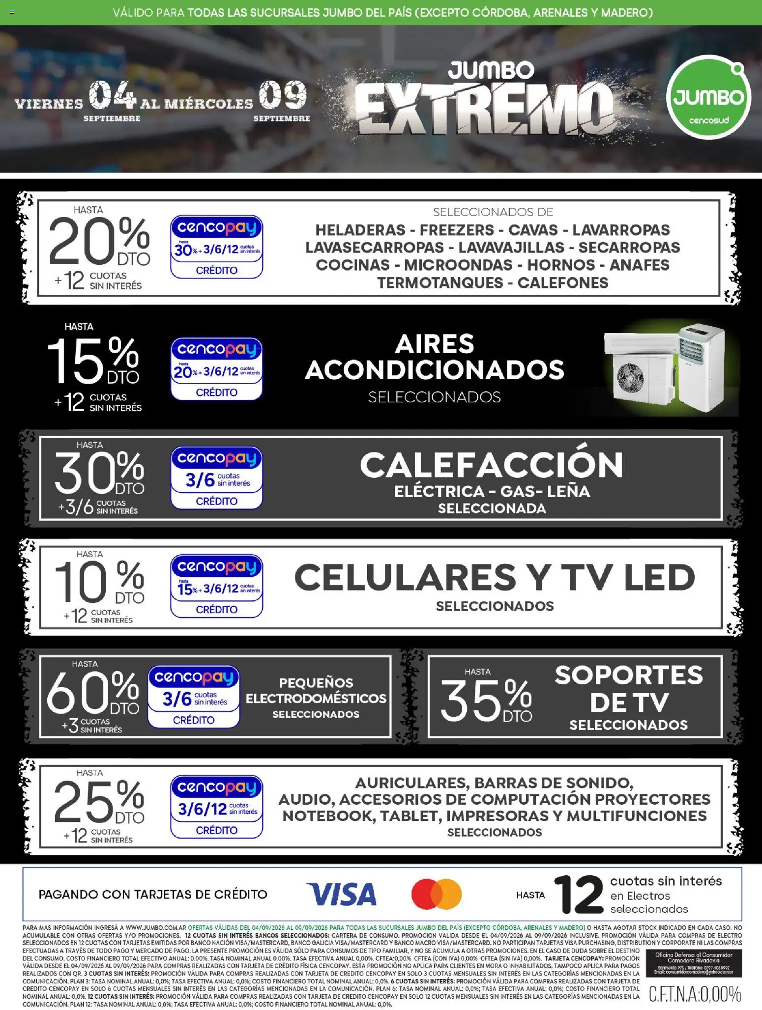 Jumbo - Ofertas | Electro y Hogar │ válido desde el 04/09/2026 | Página: 1 | Productos: Lavavajillas, Secarropas, Microondas, Leña