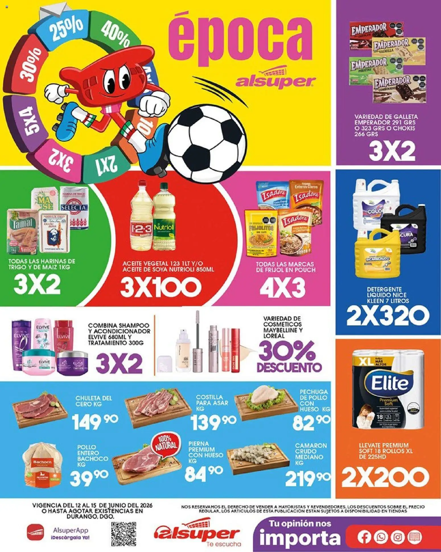 Nuevas ofertas de Alsuper válidas en toda la República Mexicana desde el 12.06.2026. ¡Encuentra las mejores ofertas en Alsuper folleto Durango! | Página: 1 | Productos: Maíz, Detergente, Té, Sobre