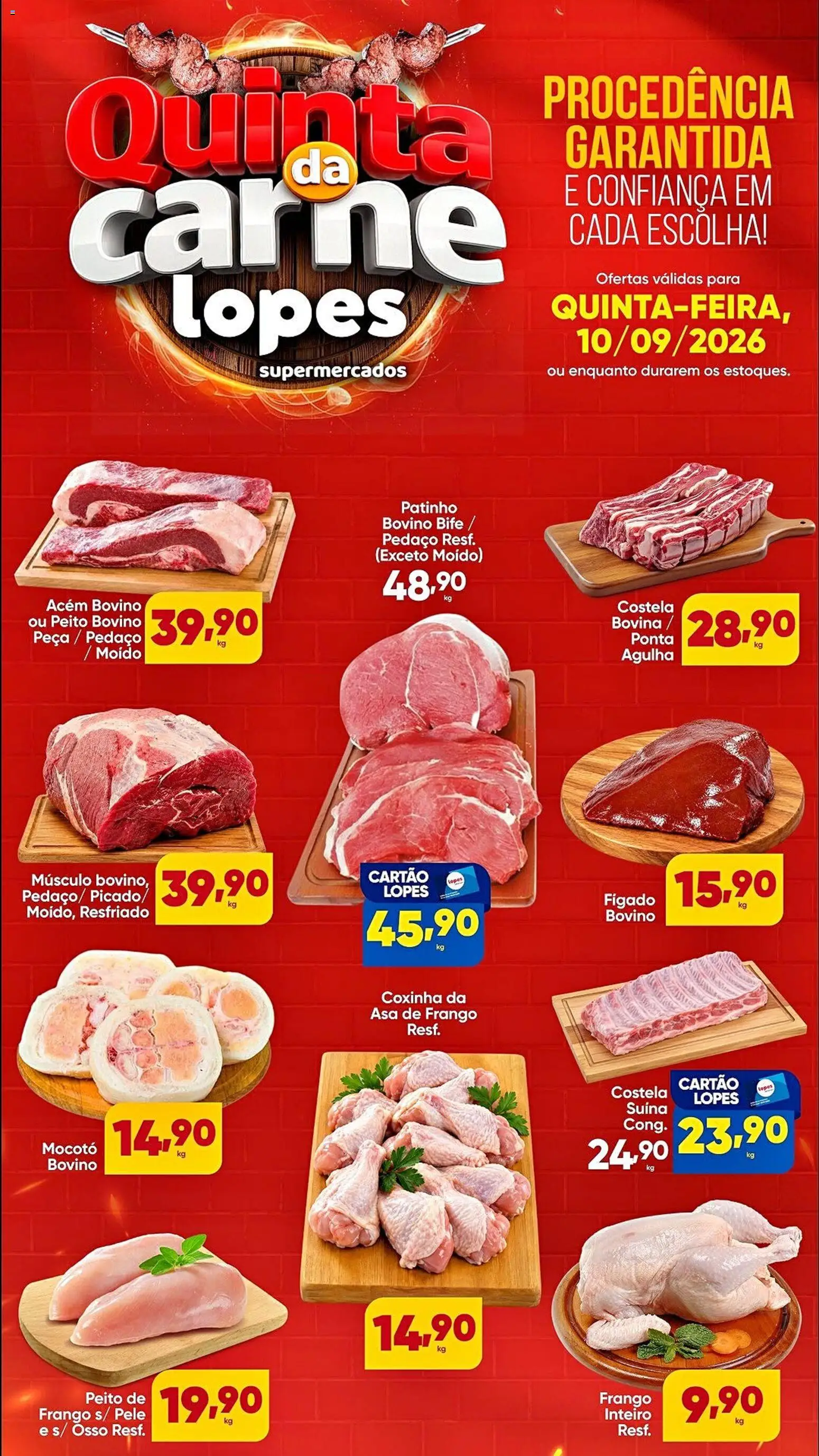 Lopes Supermercados Folheto - válido de 10/09/2026 | Página: 1 | Produtos: Acém, Asa de frango, Fígado, Frango
