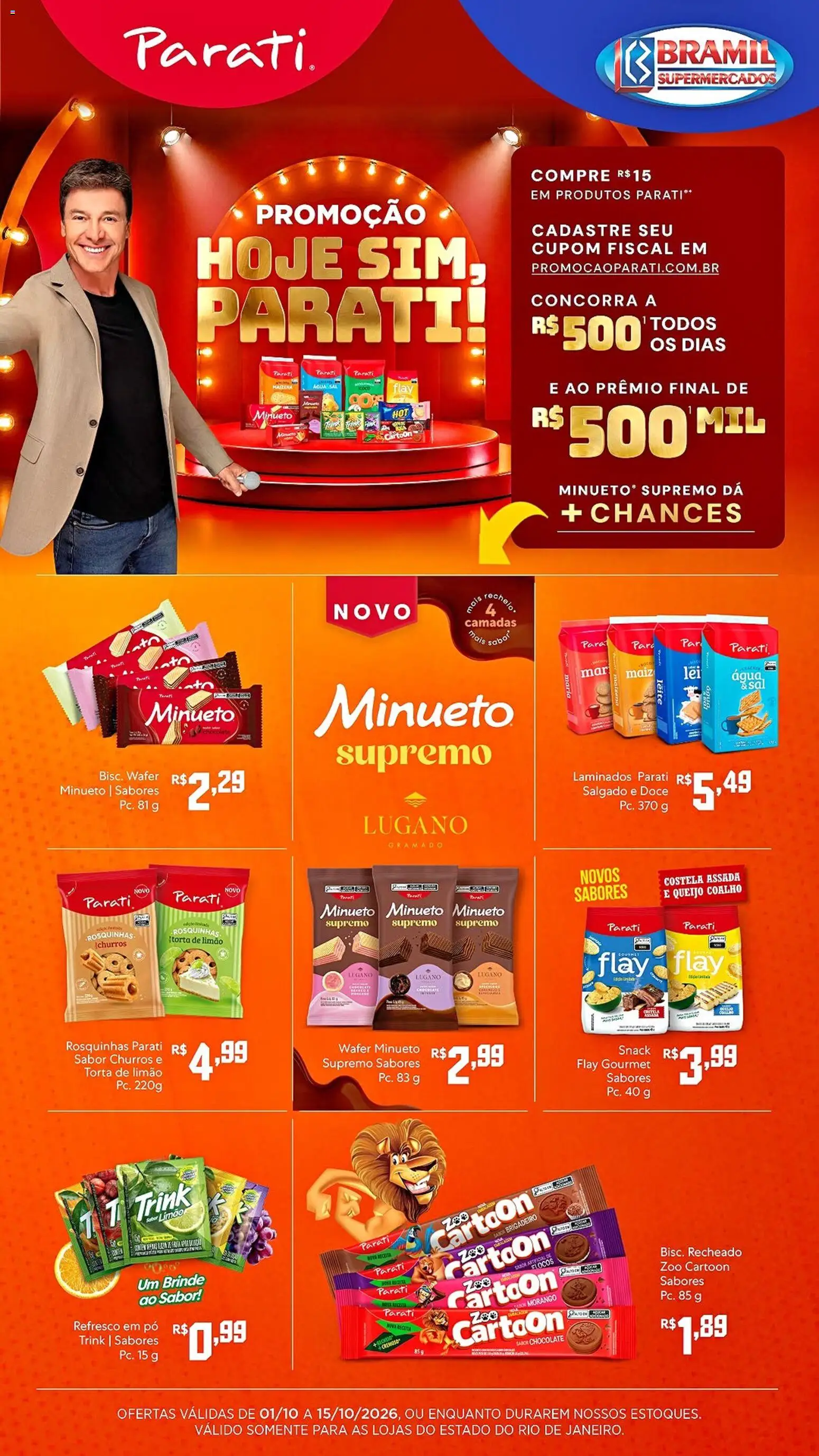 Bramil Supermercados Folheto - válido de 01/10/2026 | Página: 1 | Produtos: Refresco, Queijo, Água, Sal