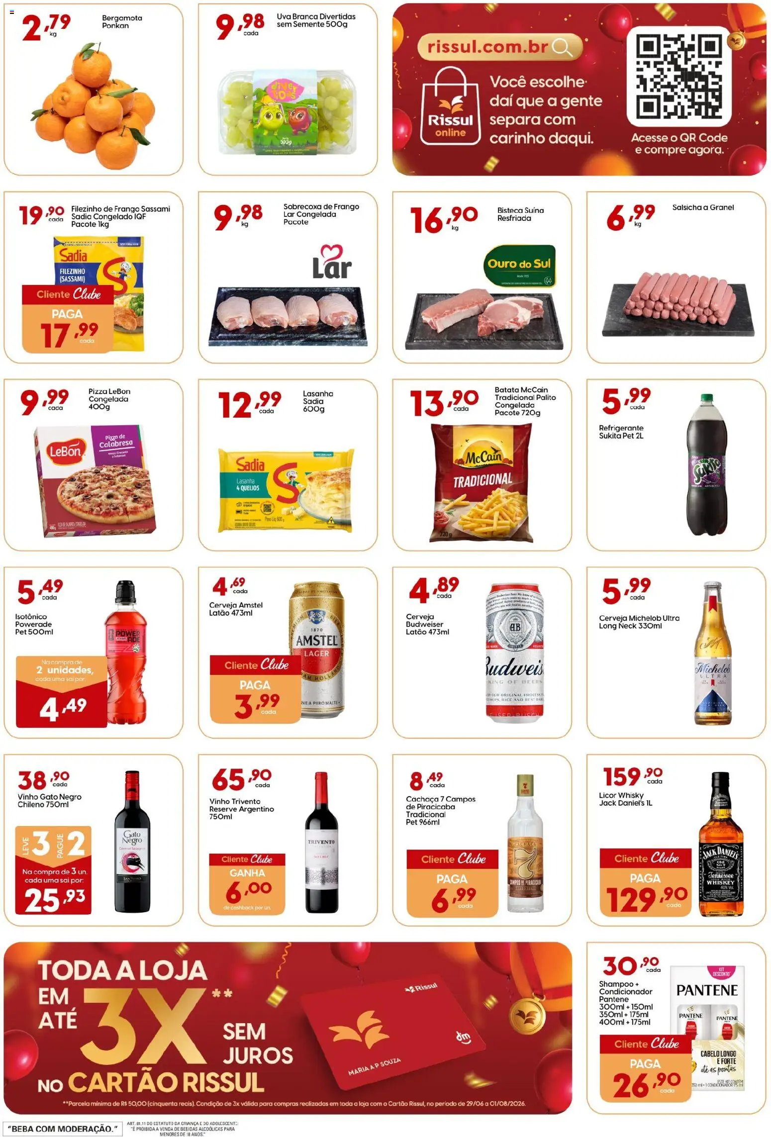 Rissul Folheto - válido de 29/06/2026 | Página: 3 | Produtos: Shampoo, Bergamota, Whisky, Frango