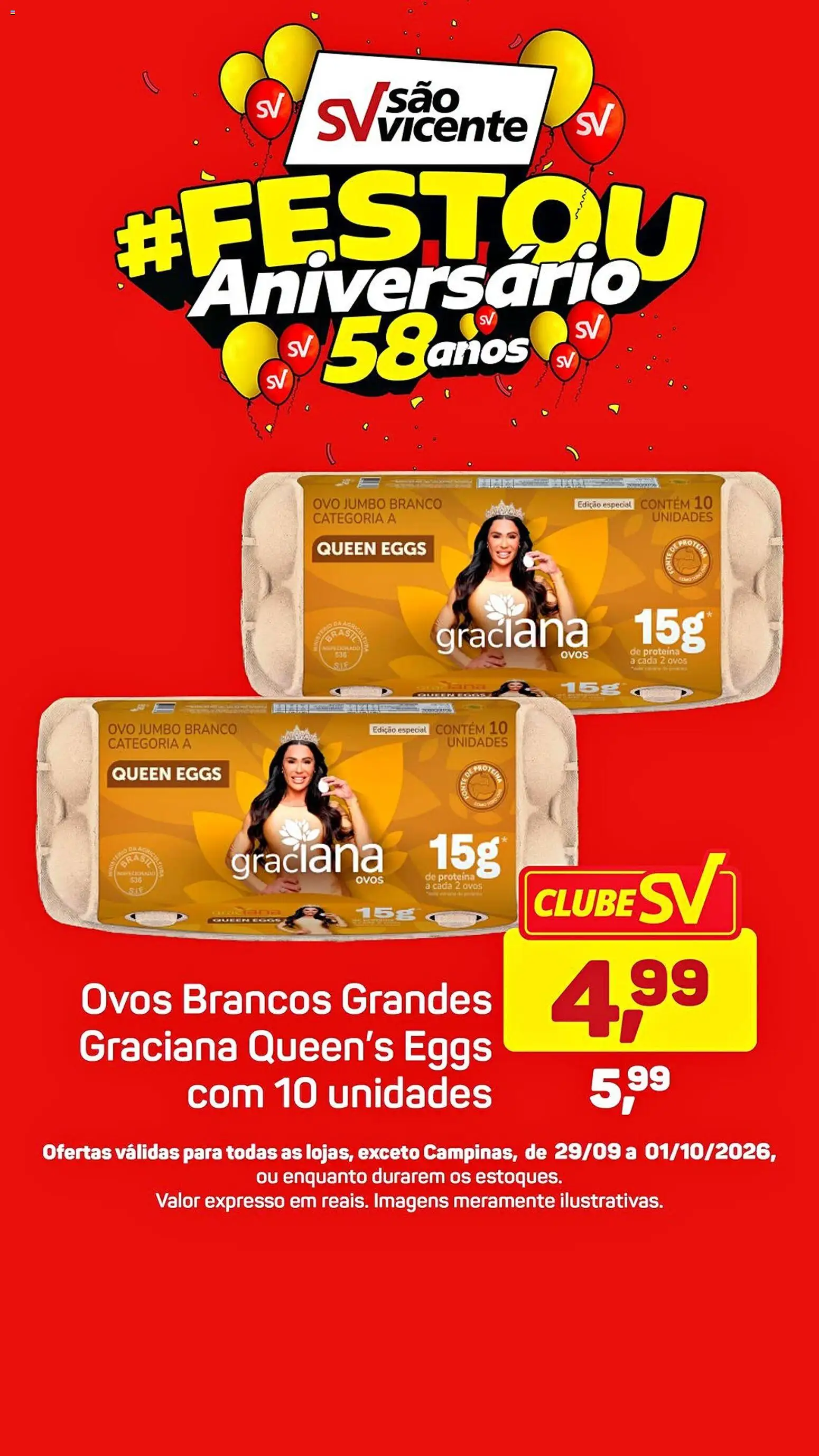 Supermercados São Vicente Folheto - válido de 29/09/2026 | Página: 6 | Produtos: Ovos, Proteína