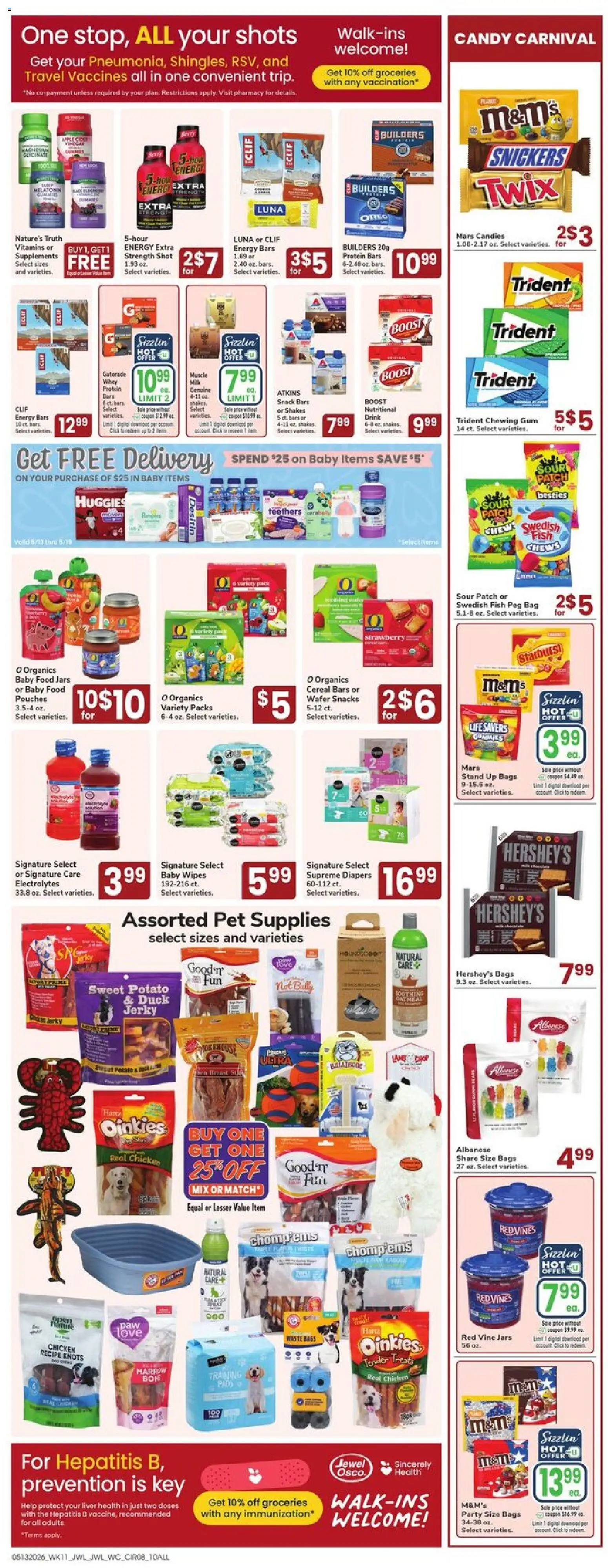 Jewel Osco Weekly Ad - IL - valid from 13.05.2026 | Page: 8 | Products: Milk, Candies, Baby food, Bag
