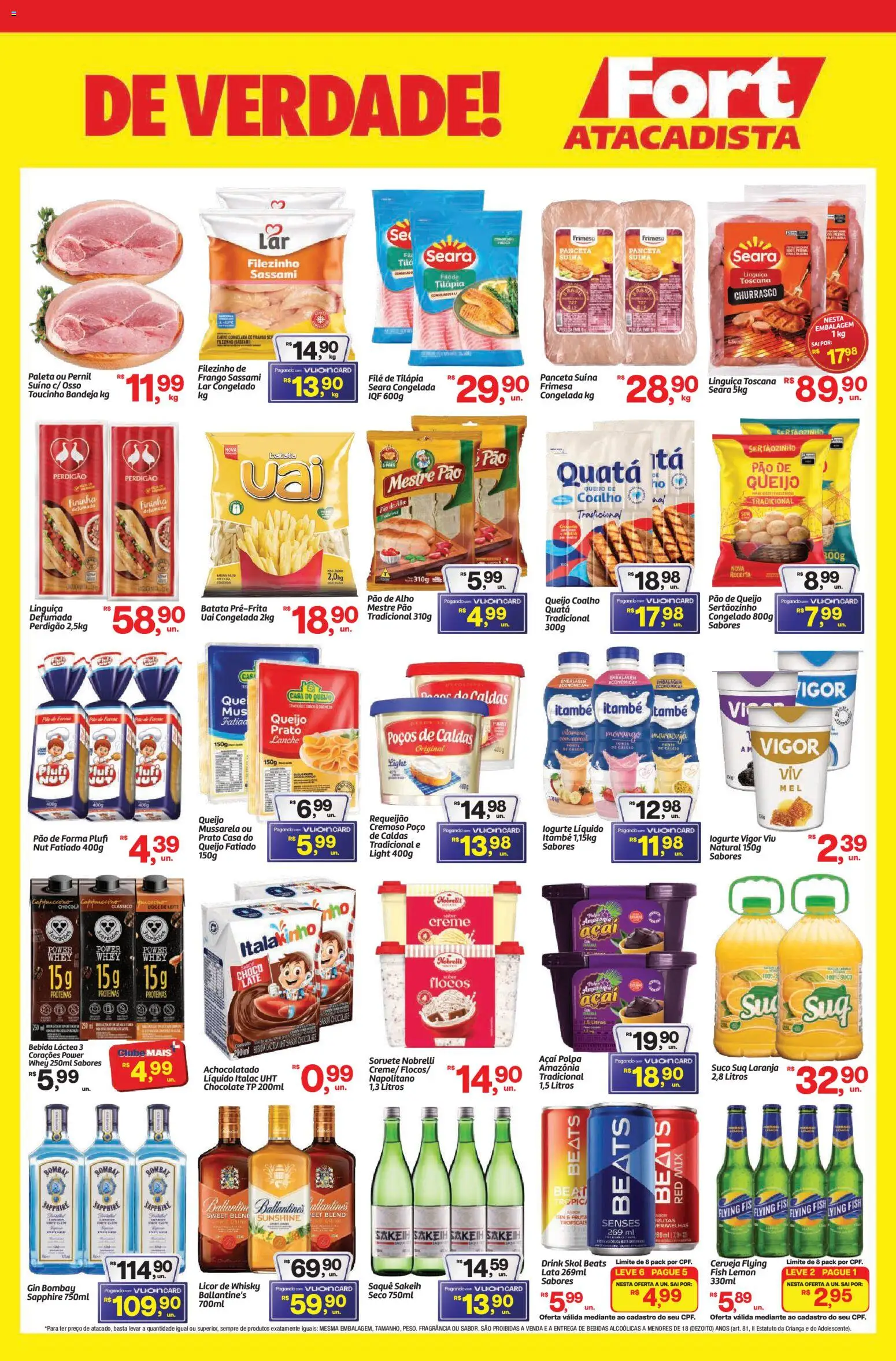 Fort Atacadista Folheto - válido de 29/08/2026 | Página: 3 | Produtos: Cerveja, Pão de forma, Flocos, Filé de tilápia