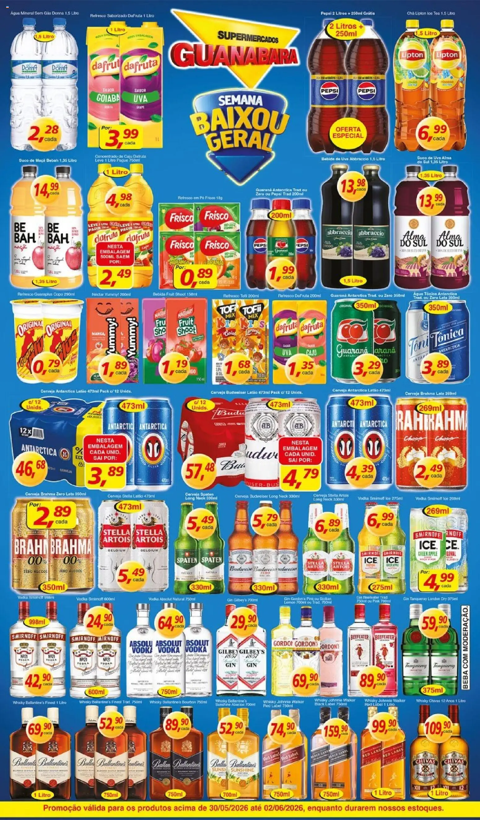 Supermercados Guanabara Folheto - válido de 30.05.2026 | Página: 4 | Produtos: Frisco, Guaraná, Gin, Vodka