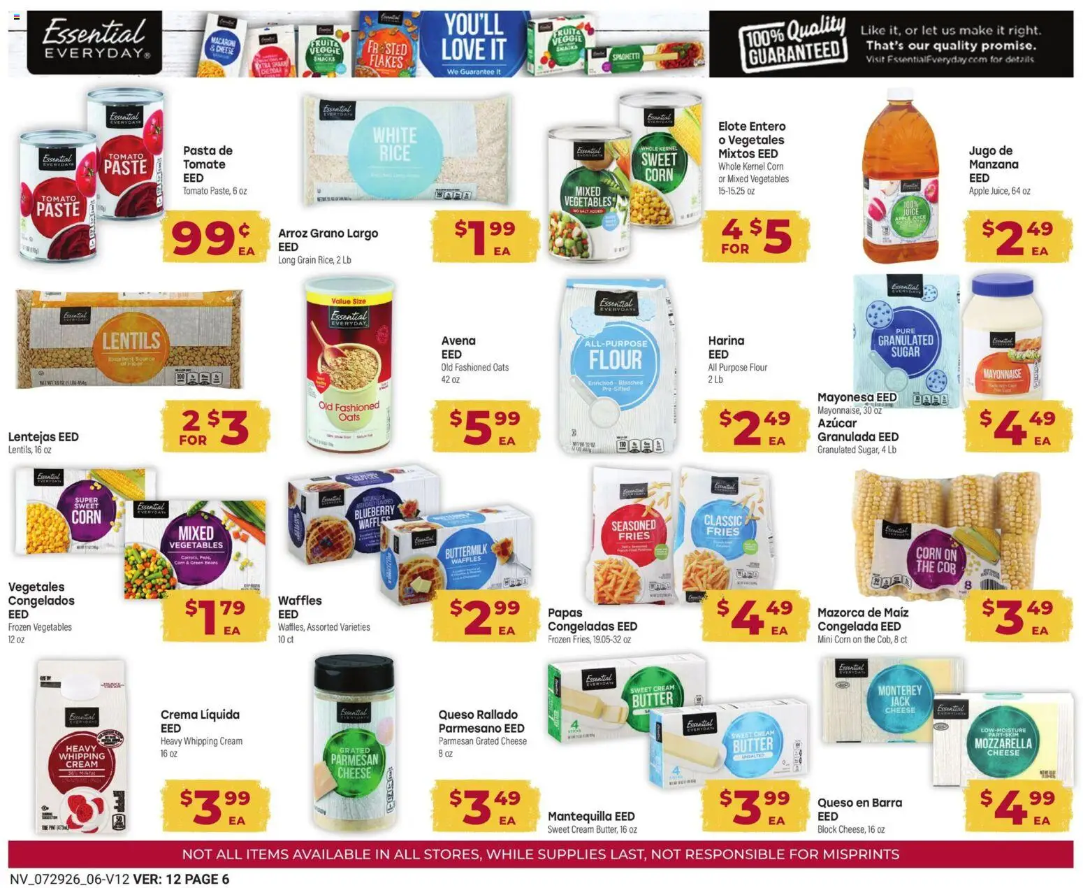 Cardenas Monthly Ad - valid from 07/29/2026 | Page: 6 | Products: Cheese, Juice, Cream, Sugar