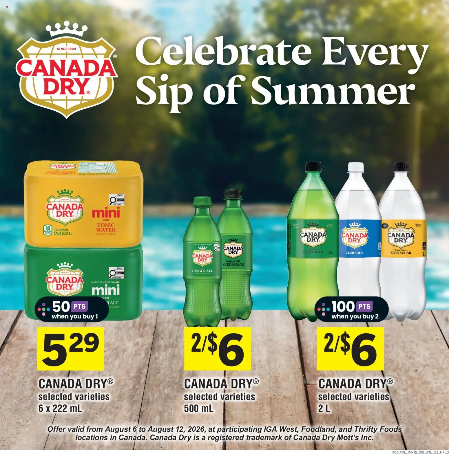 Foodland flyer valid from Aug 6, 2026 | Page: 10 | Products: Water, Sugar, Tonic, Ginger