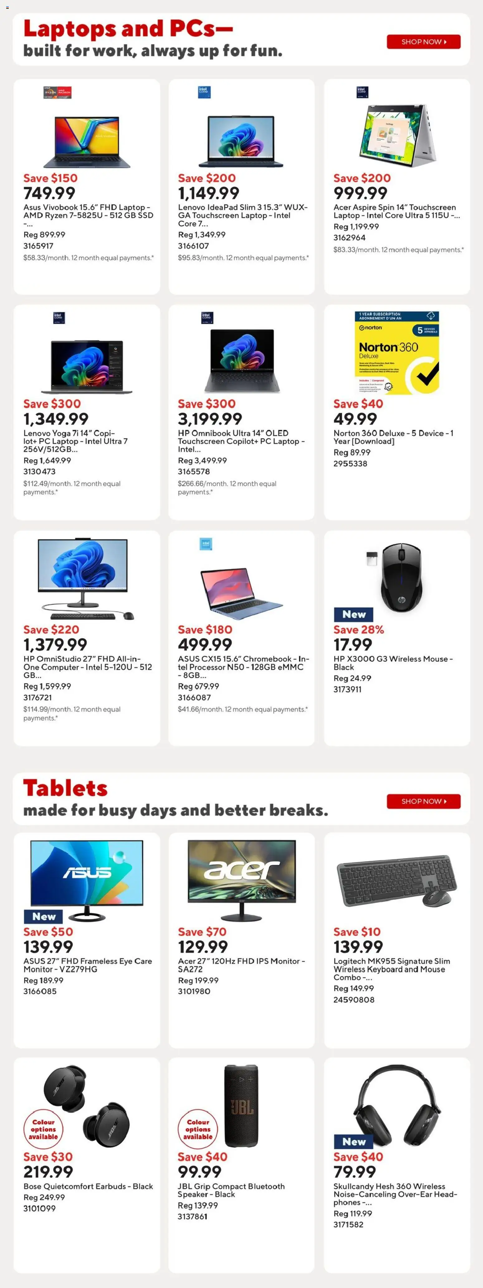 Staples flyer valid from Jul 17, 2026 | Page: 7 | Products: Bluetooth speaker, Monitor, Computer, Speaker