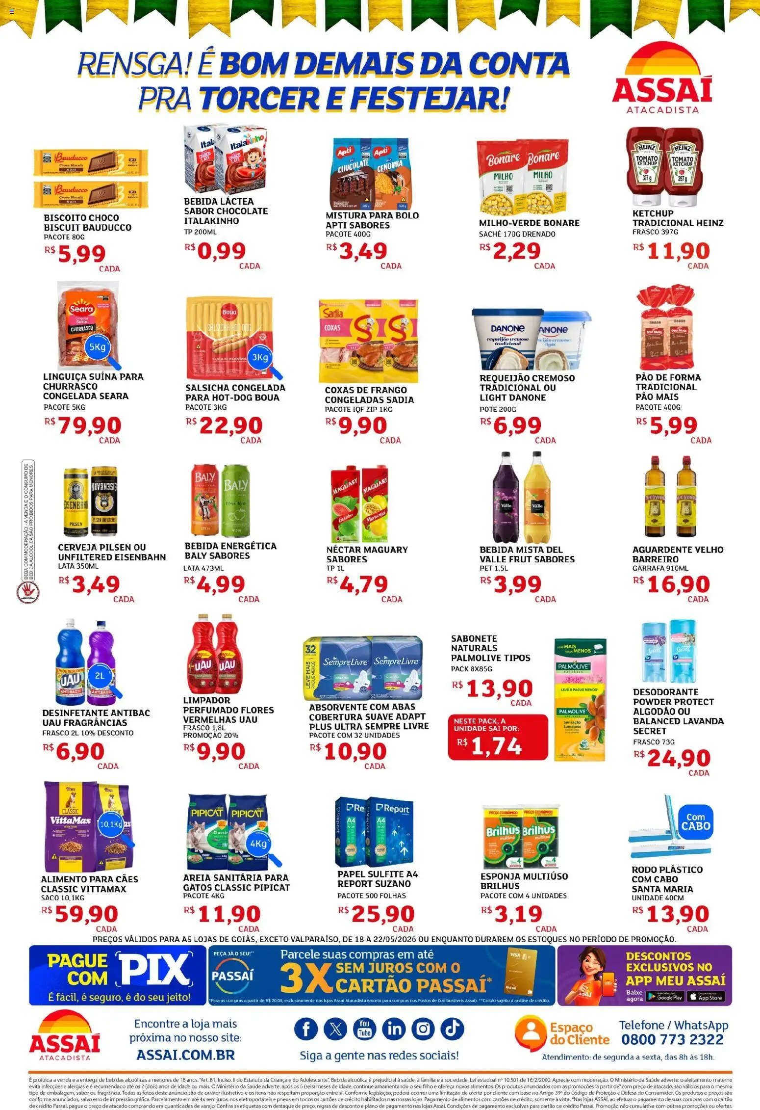 Assaí Atacadista Folheto - válido de 18.05.2026 | Página: 2 | Produtos: Pão de forma, Sabonete, Bebida, Absorvente