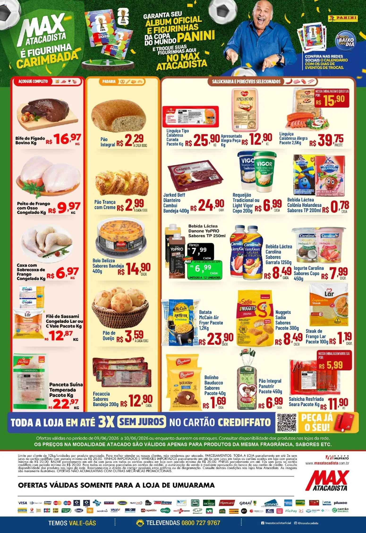 Max Atacadista Folheto - válido de 09.06.2026 | Página: 2 | Produtos: Salsicha, Queijo, Copa, Creme