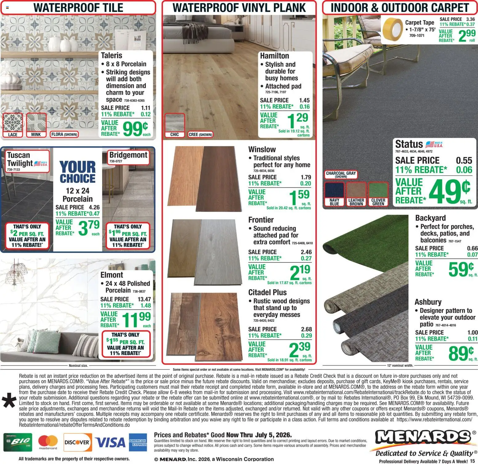Menards Weekly Ad - valid from 06/25/2026 | Page: 23 | Products: Box, Carpet, Date