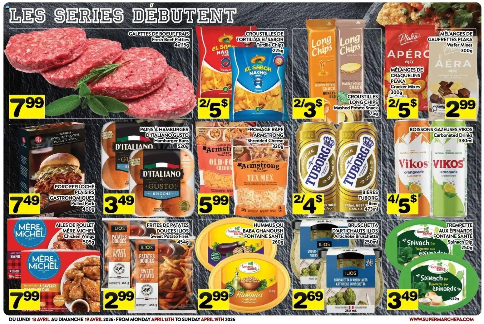 Pa Supermarché flyer valid from 20.04.2026 | Page: 3 | Products: Beef, Chips, Chicken wings, Pork
