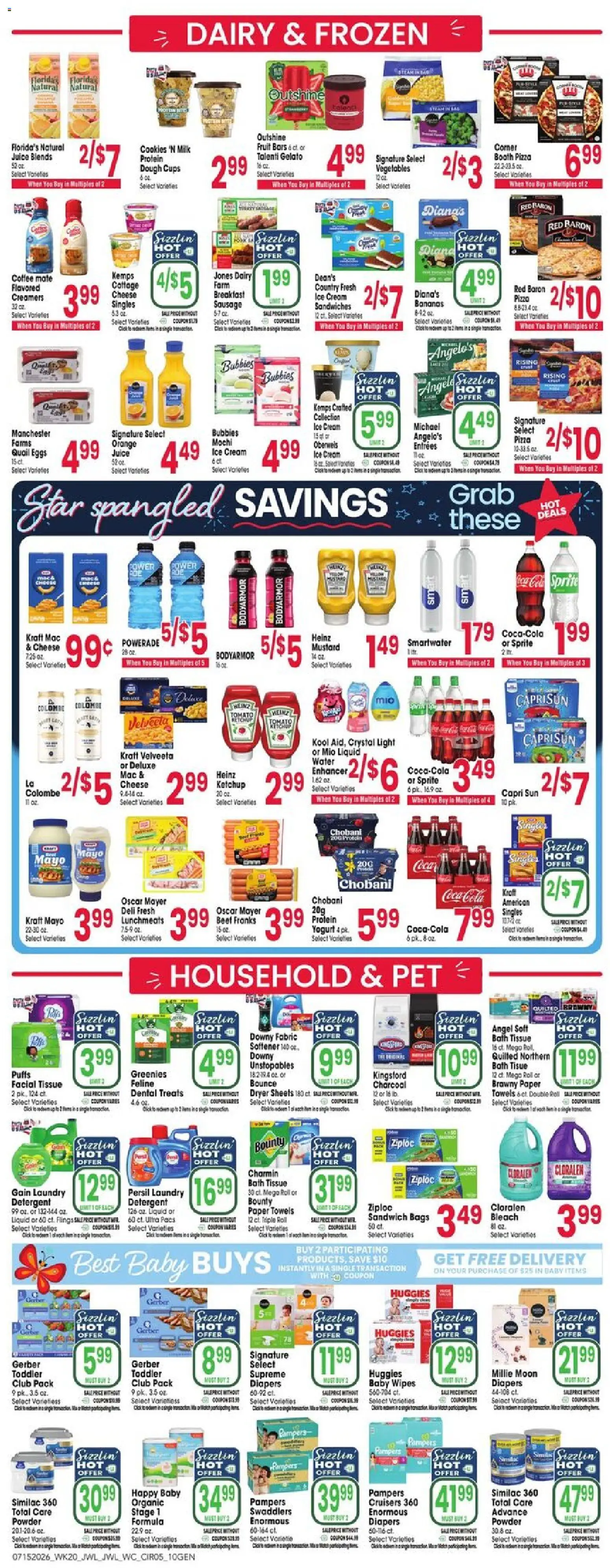 Jewel Osco Weekly Ad - valid from 07/15/2026 | Page: 5 | Products: Bananas, Ketchup, Ice cream, Water