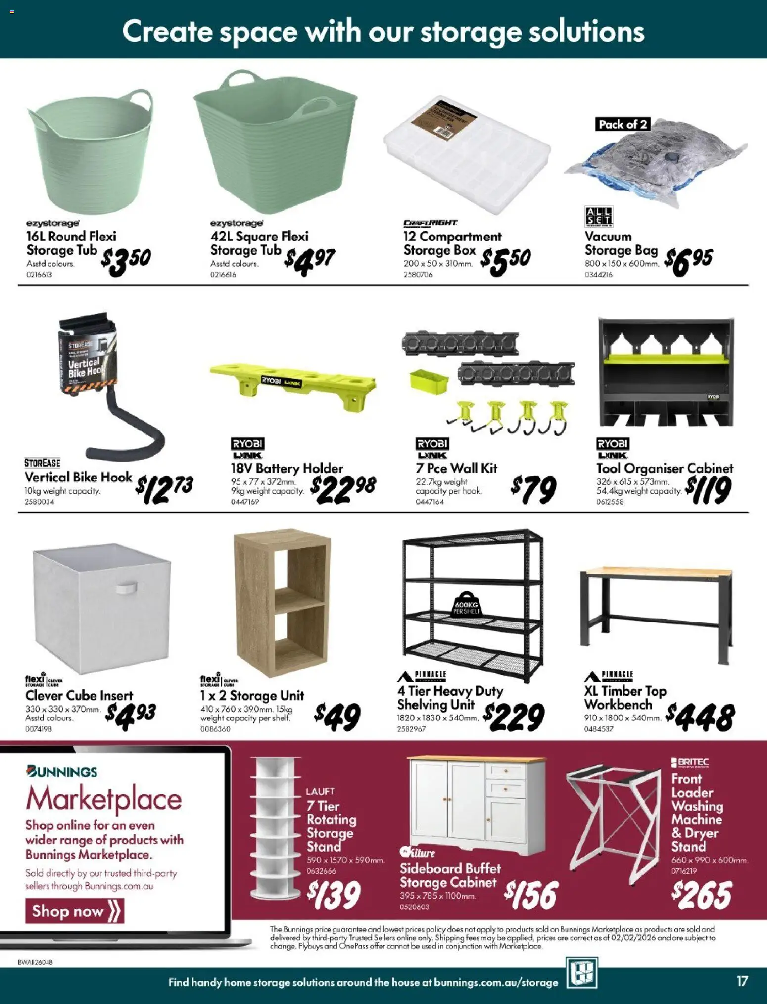 Bunnings Warehouse catalogue - valid from 11.03.2026 | Page: 17 | Products: Cabinet, Shelf, Bag, Dryer