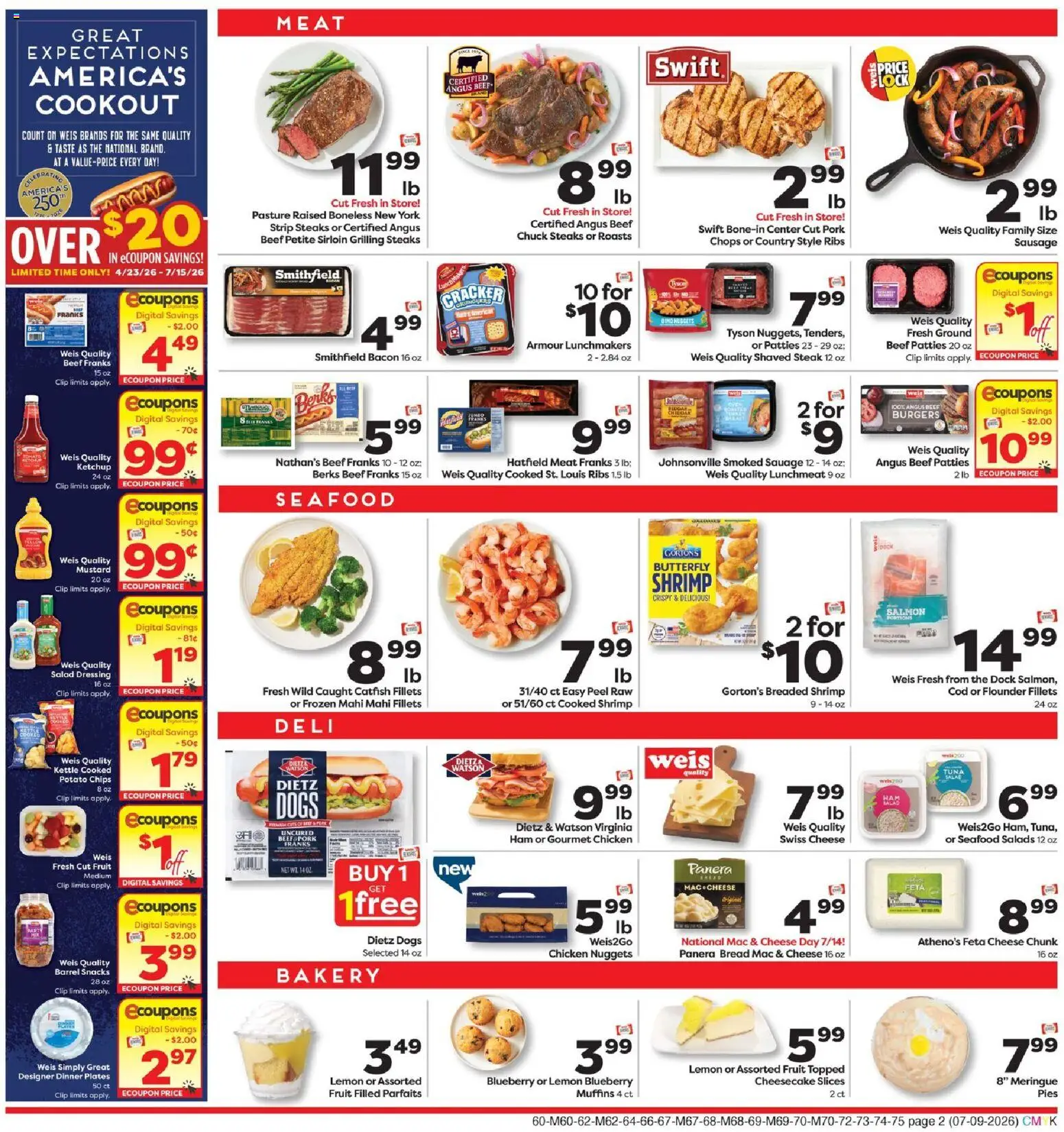 Weis Weekly Ad - valid from 07/09/2026 | Page: 2 | Products: Clip, Ham, Pork, Ketchup