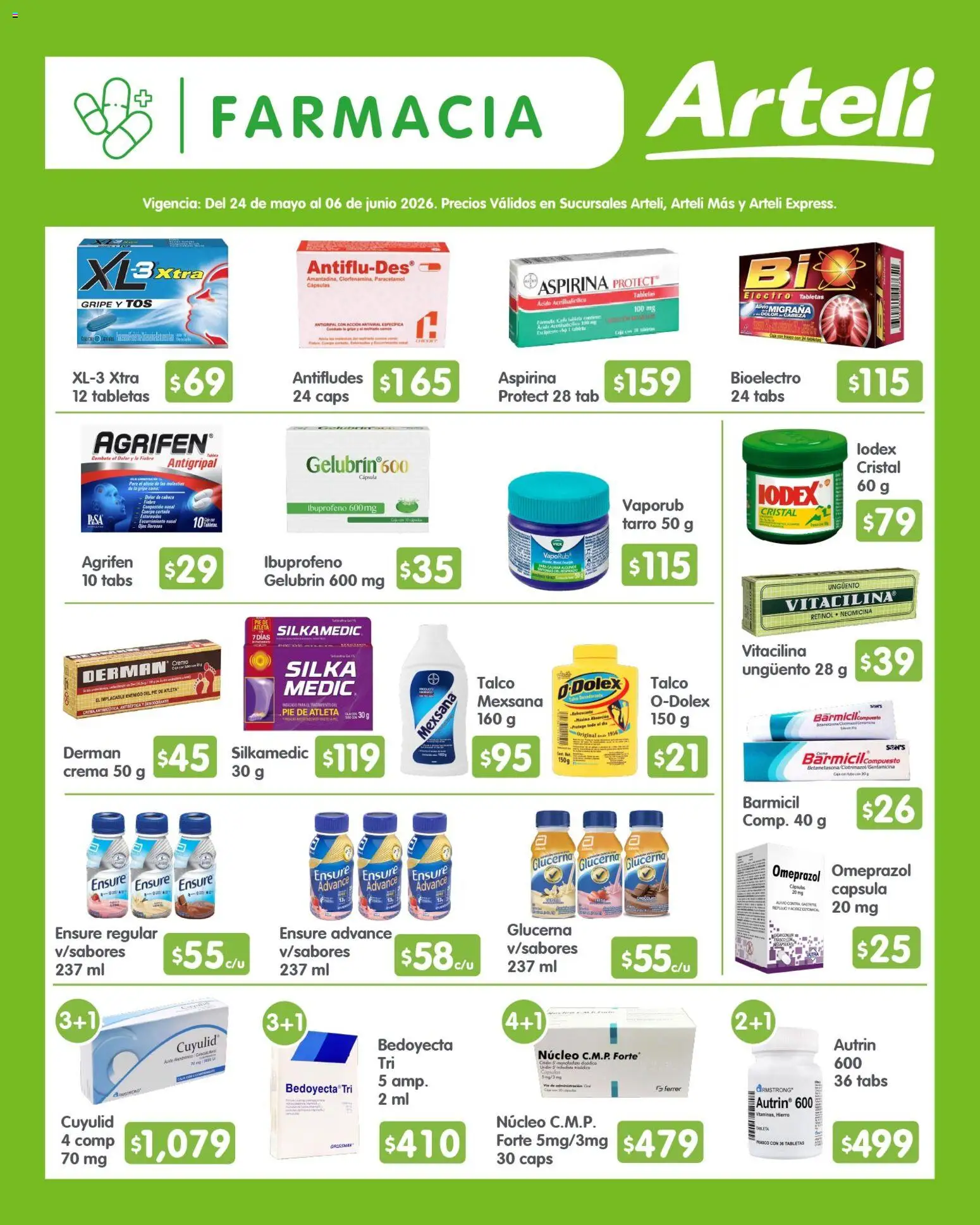 Nuevas ofertas de Arteli válidas en toda la República Mexicana desde el 24.05.2026. ¡Encuentra las mejores ofertas en Arteli folleto Quincenal! | Página: 11 | Productos: Crema, Antigripal