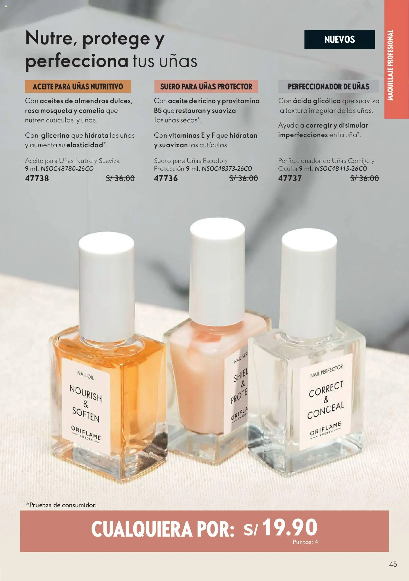 Catálogo Oriflame válido desde 01/08/2026 | Página: 45 | Productos: Aceite, Almendras, Maquillaje