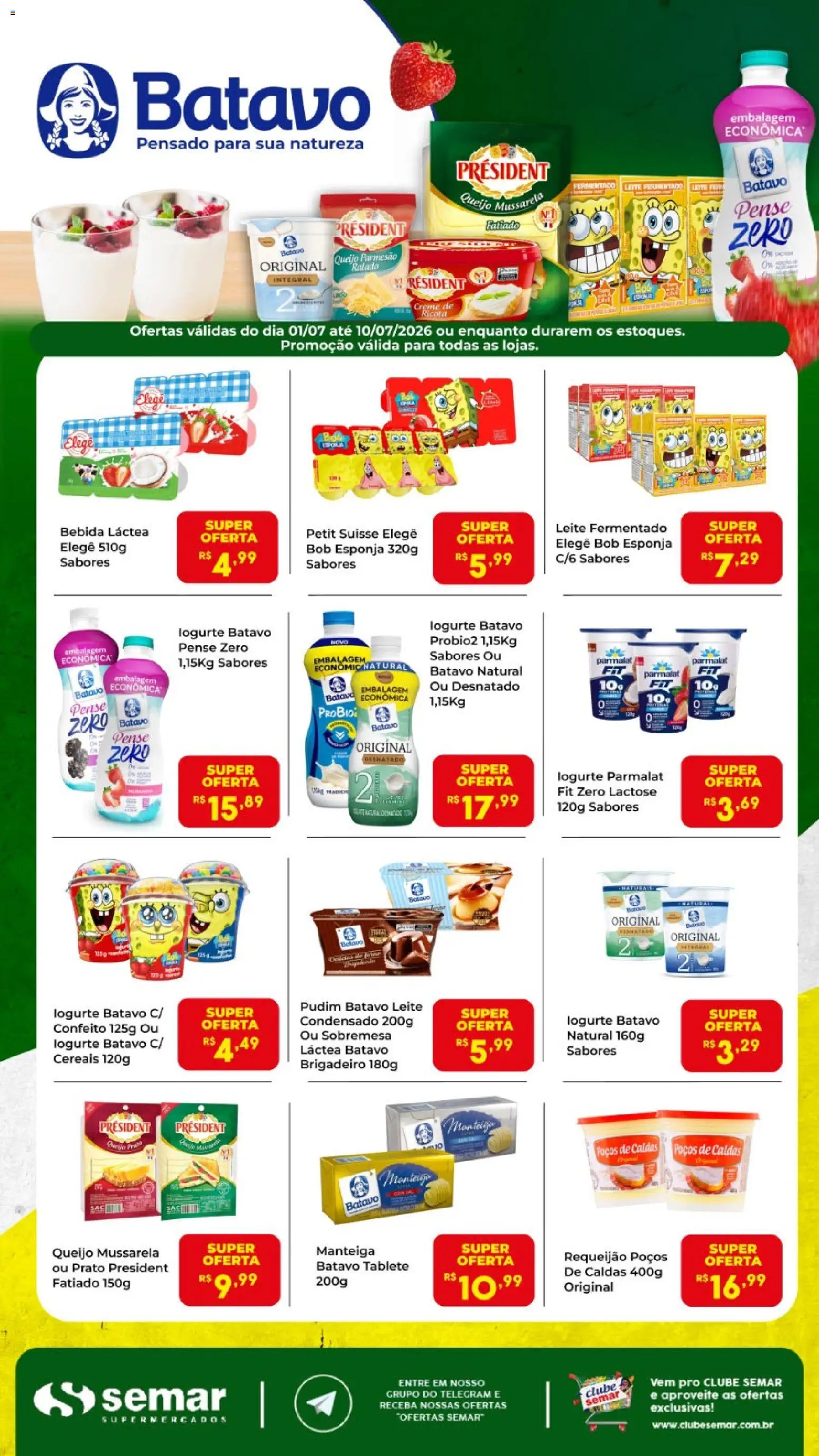 Semar Supermercado Folheto - válido de 01/07/2026 | Página: 1 | Produtos: Esponja, Parmesão, Creme, Bebida
