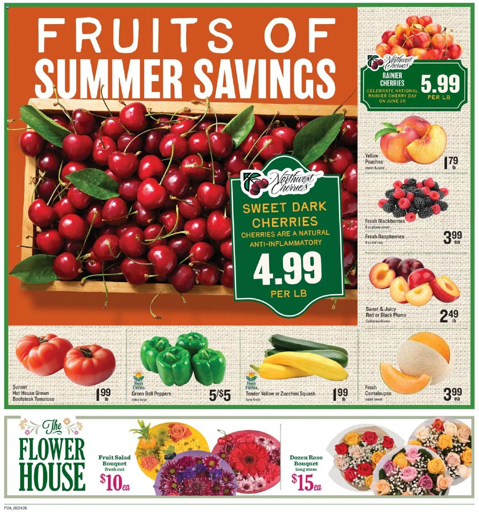 Lowes Foods Weekly Ad - valid from 06/24/2026 | Page: 2 | Products: Cantaloupes, Peaches, Squash, Tomatoes