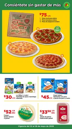 Vista previa de Bodega Aurrerá folleto Aprovecha más surtido, nuevo folleto de la tienda, válido en México a partir del 22.05.2026 | Página: 4 | Productos: Salchicha, Jamón, Pizza, Cerdo