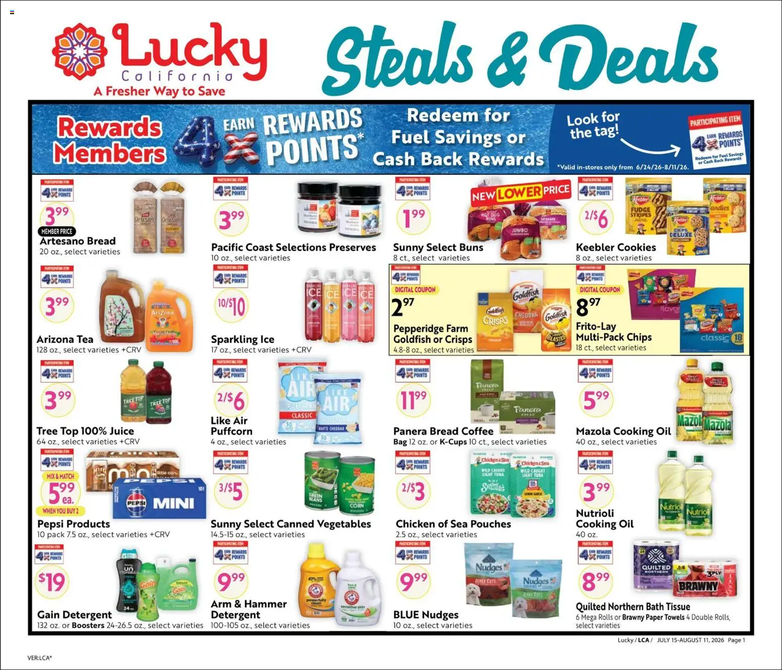 Lucky Supermarkets Online Savings Guide - CA - valid from 07/15/2026 | Page: 1 | Products: Corn, Bath, Oil, Juice