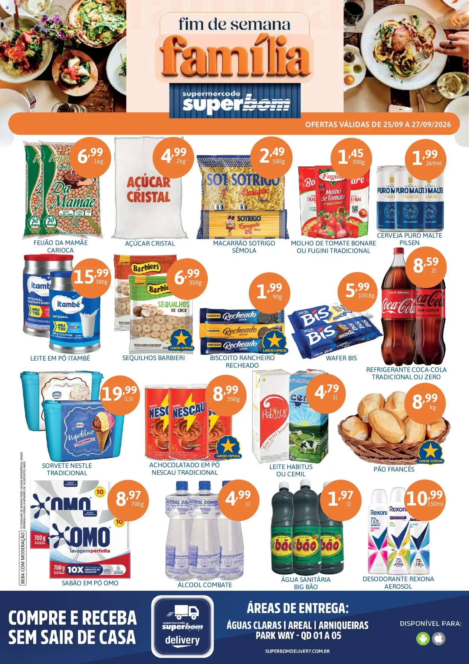 Superbom Folheto - válido de 25/09/2026 | Página: 1 | Produtos: Espaguete, Álcool, Macarrão, Água