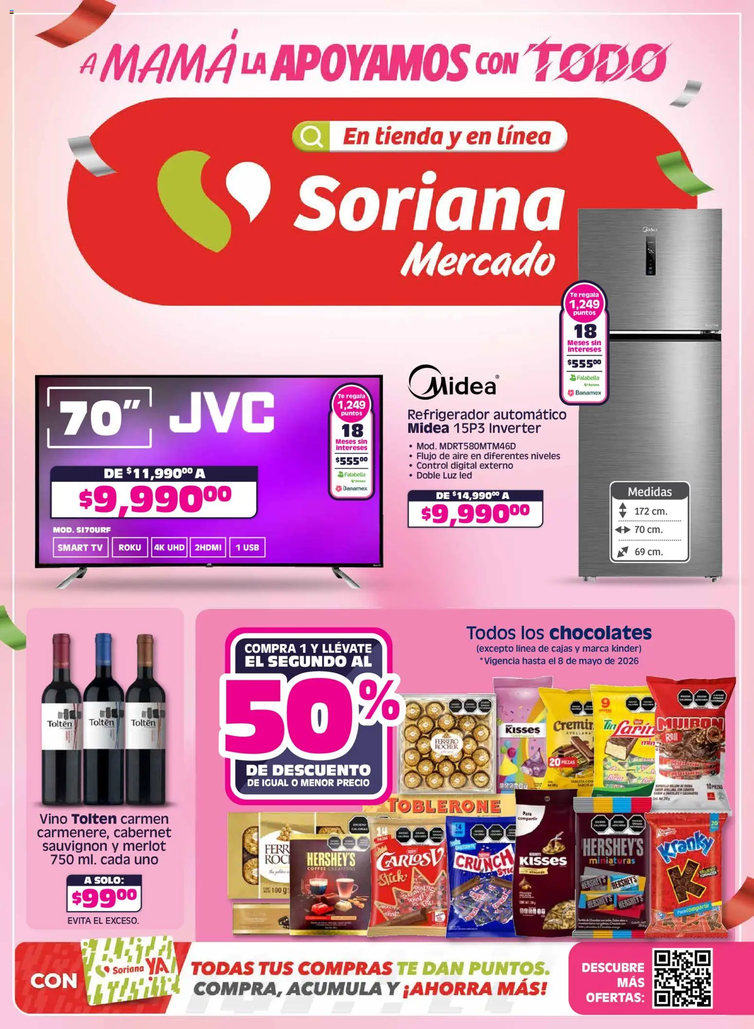 Nuevas ofertas de Soriana válidas en toda la República Mexicana desde el 30.04.2026. ¡Encuentra las mejores ofertas en Soriana A mamá la apoyamos con todo Mercado Nacional! | Página: 1 | Productos: Usb, Refrigerador, Vino, Té