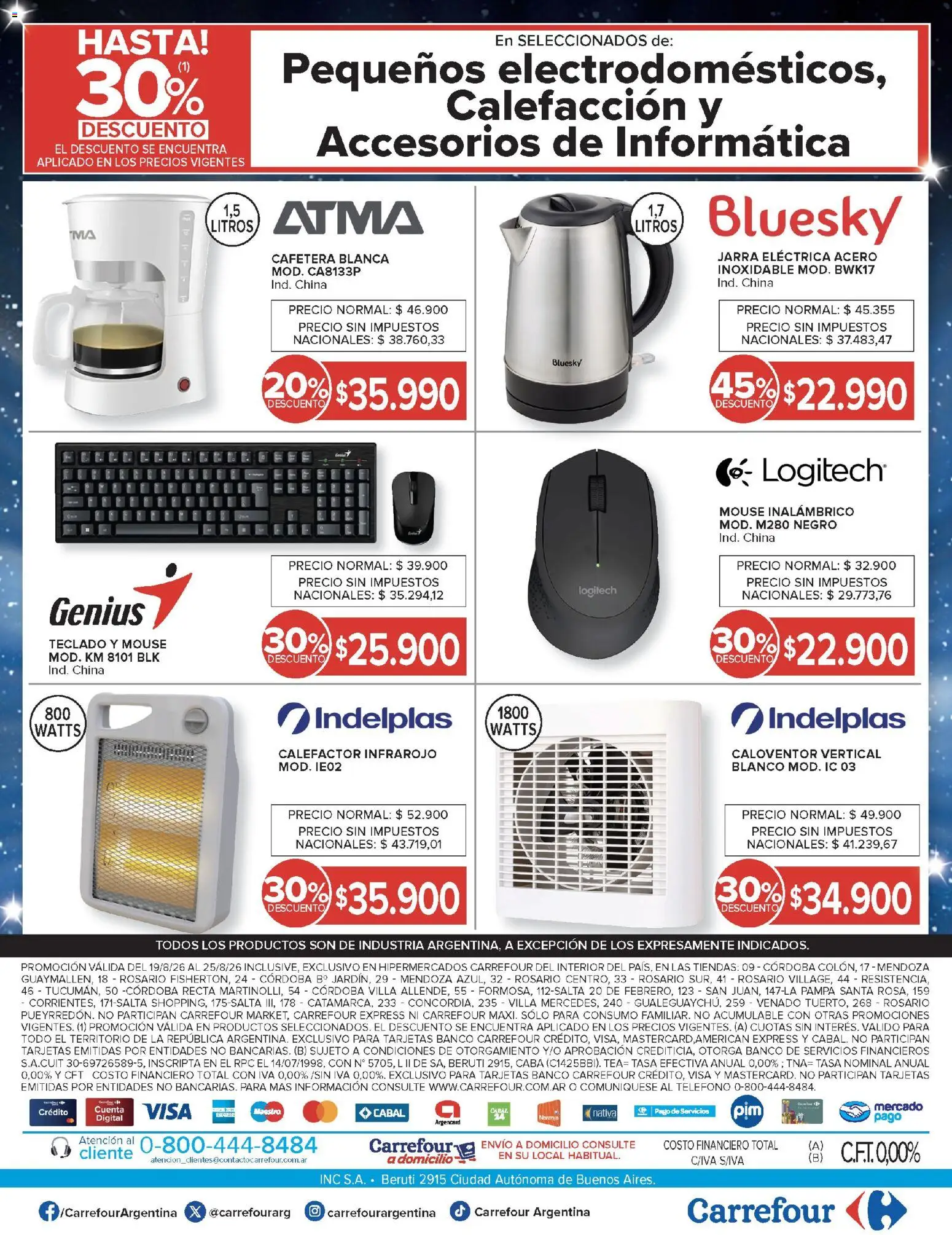Carrefour ofertas │ válido desde el 19/08/2026 | Página: 31 | Productos: Teléfono, Teclado, Calefactor, Mouse