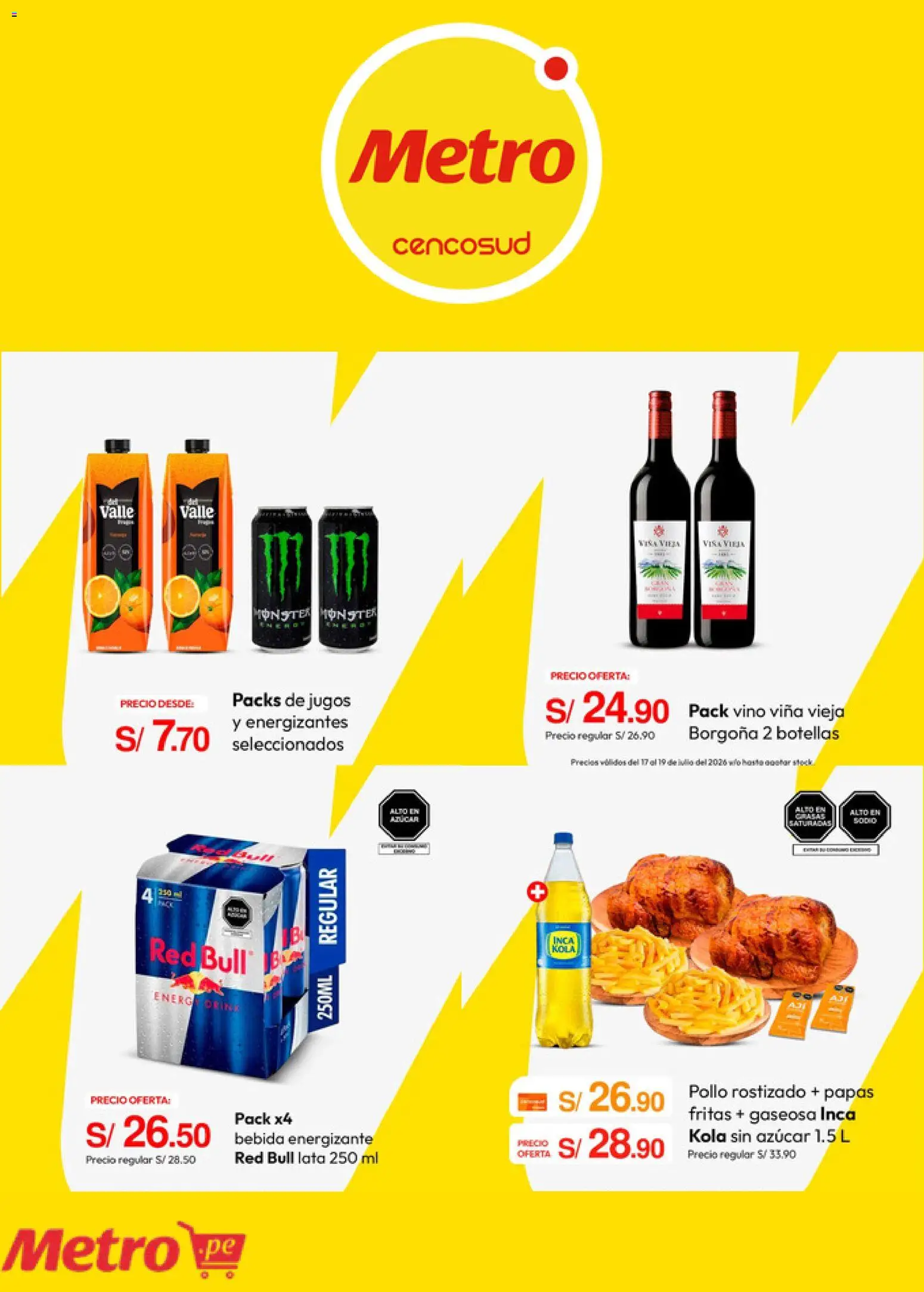 Catálogo Metro válido desde 17/07/2026 | Página: 3 | Productos: Vino, Papas
