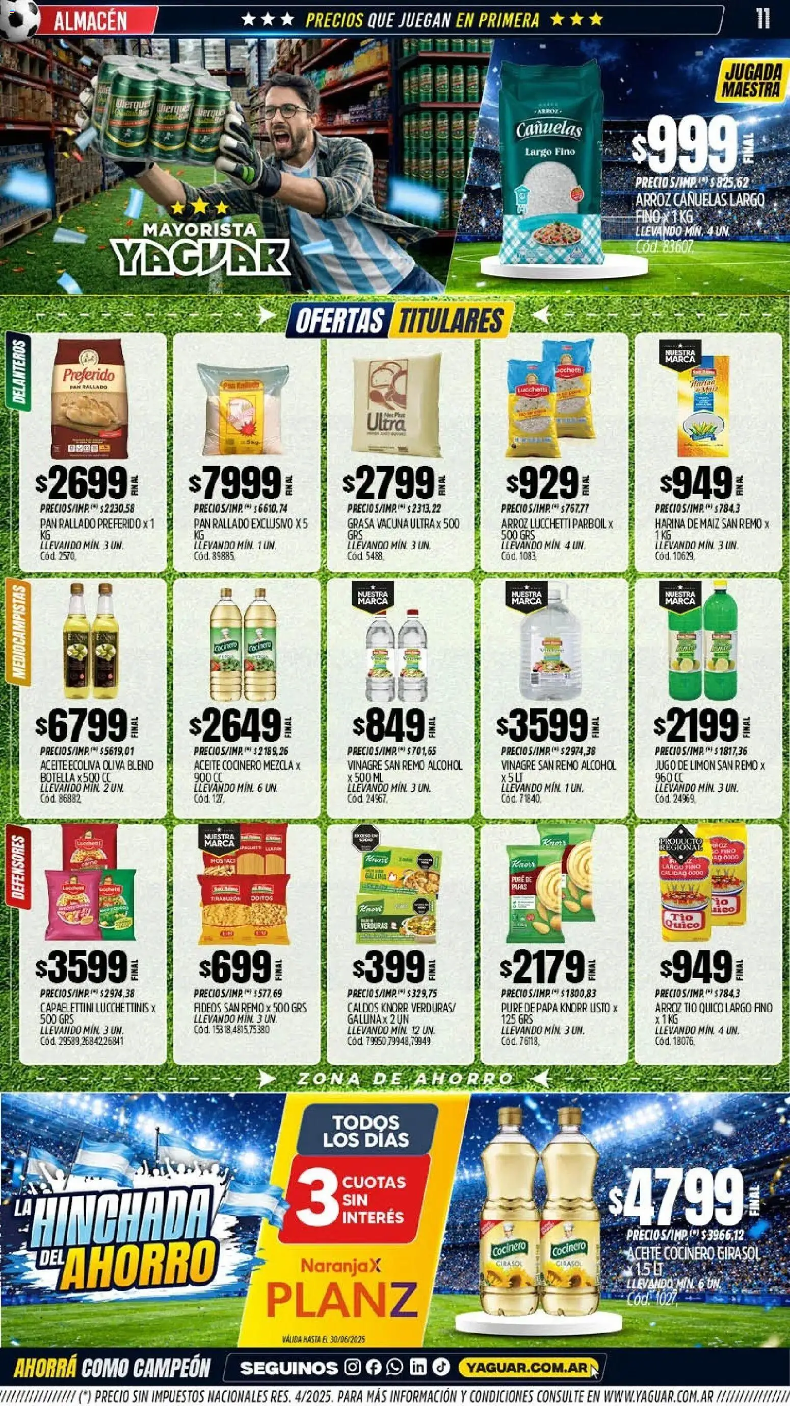 Yaguar - Oferta Semanal Santa Fé │ válido desde el 08.06.2026 | Página: 11 | Productos: Papa, Oliva, Pan, Fideos