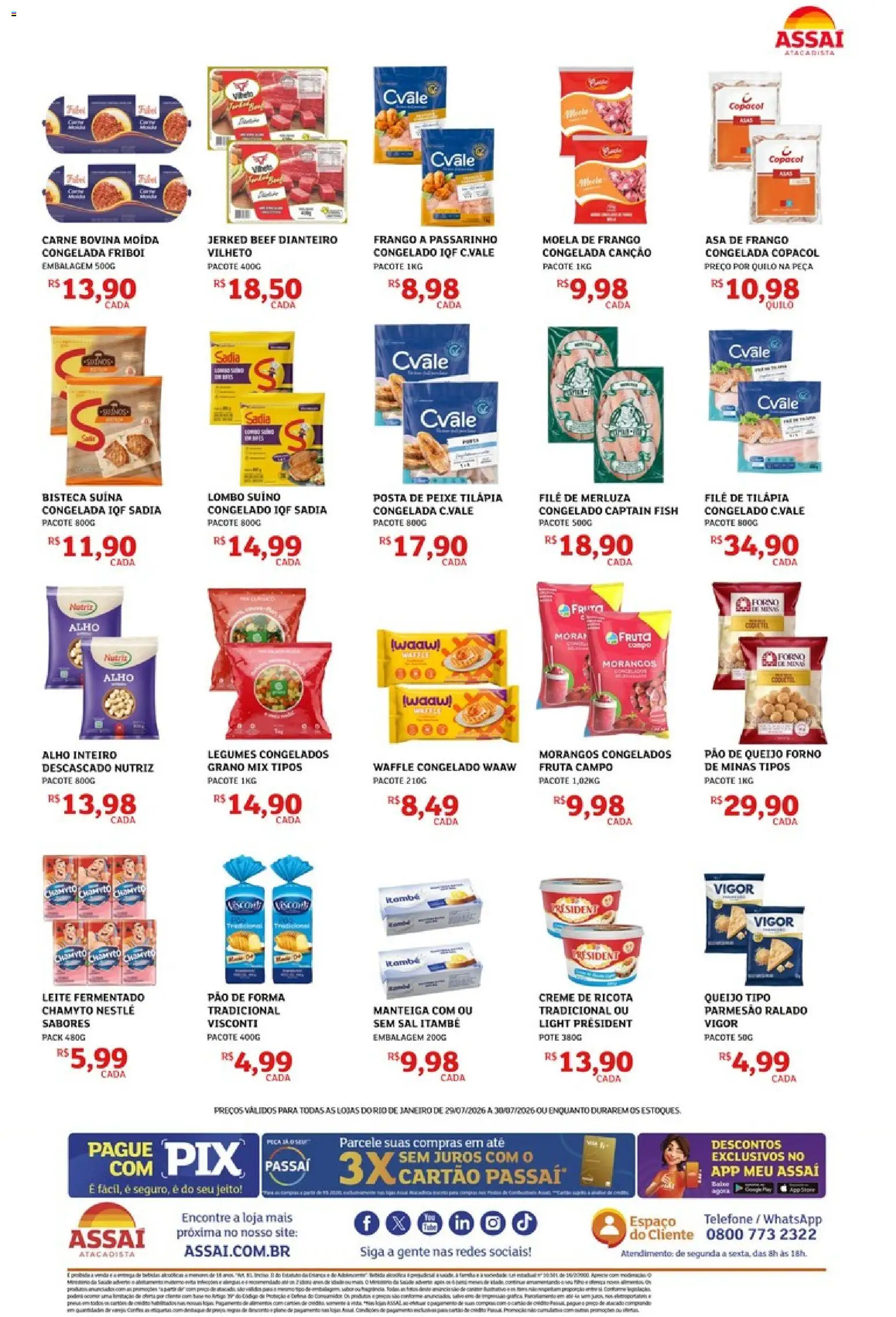 Assaí Atacadista Folheto - válido de 29/07/2026 | Página: 2 | Produtos: Asa de frango, Moela, Pão, Parmesão