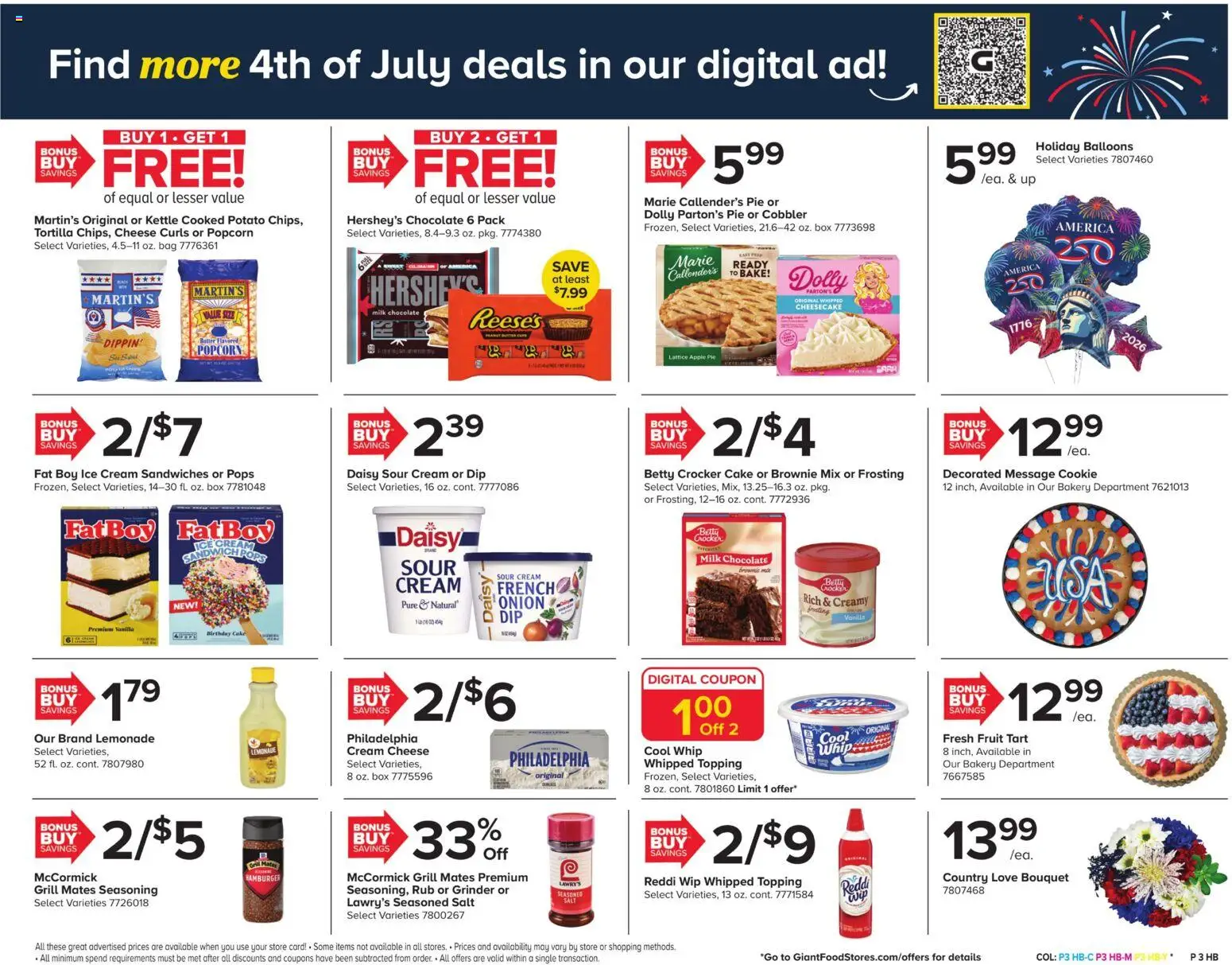 Giant Weekly Ad - valid from 07/03/2026 | Page: 3 | Products: Milk, Cream, Apple Pie, Onion