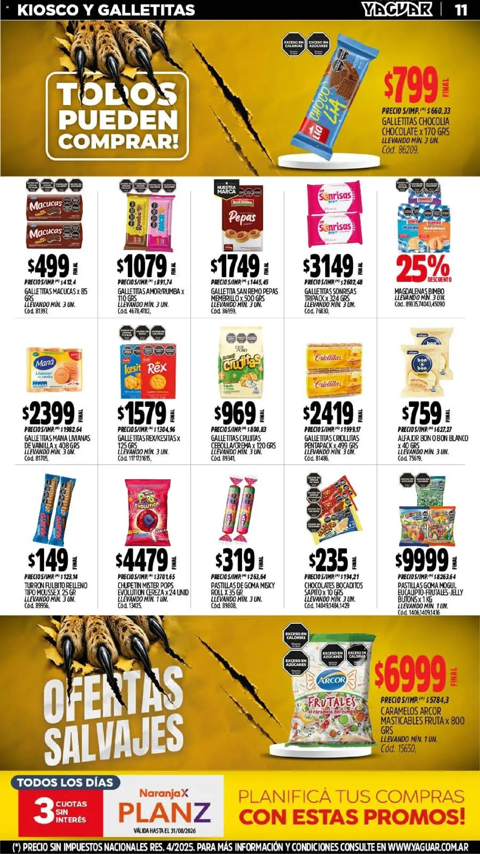 Yaguar - Oferta Semanal Chaco │ válido desde el 10/08/2026 | Página: 12 | Productos: Galletitas, Mousse, Chocolate, Fruta