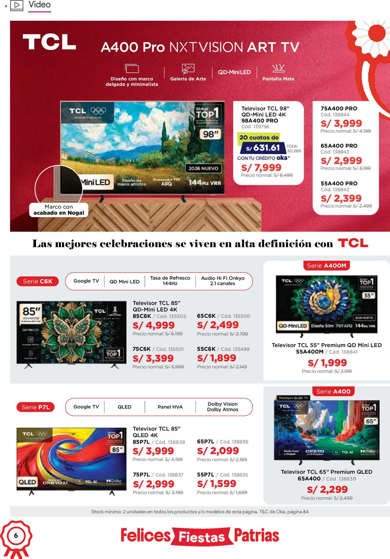 Catálogo Hiraoka válido desde 11/07/2026 | Página: 6 | Productos: Televisor, Video, Audio