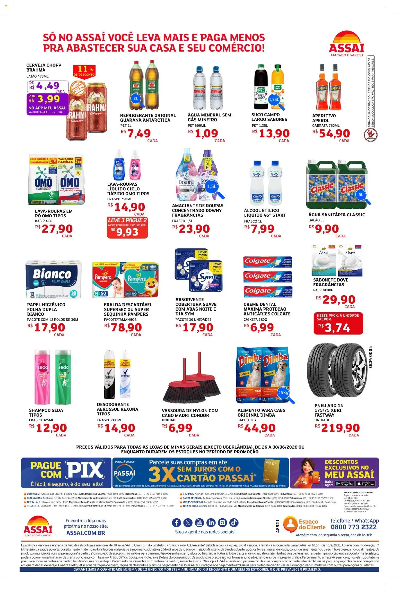 Assaí Atacadista Folheto - válido de 26/06/2026 | Página: 2 | Produtos: Amaciante de roupas, Roupas, Sal, Papel higiênico