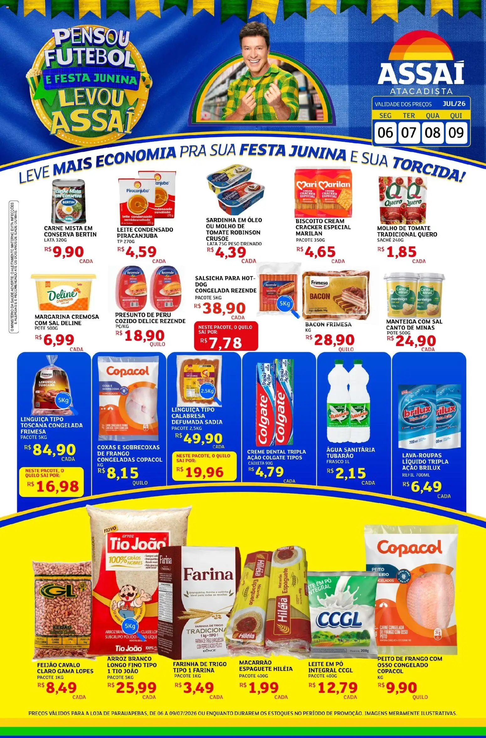 Assaí Atacadista Folheto - válido de 06/07/2026 | Página: 1 | Produtos: Biscoito, Creme, Frango, Leite condensado